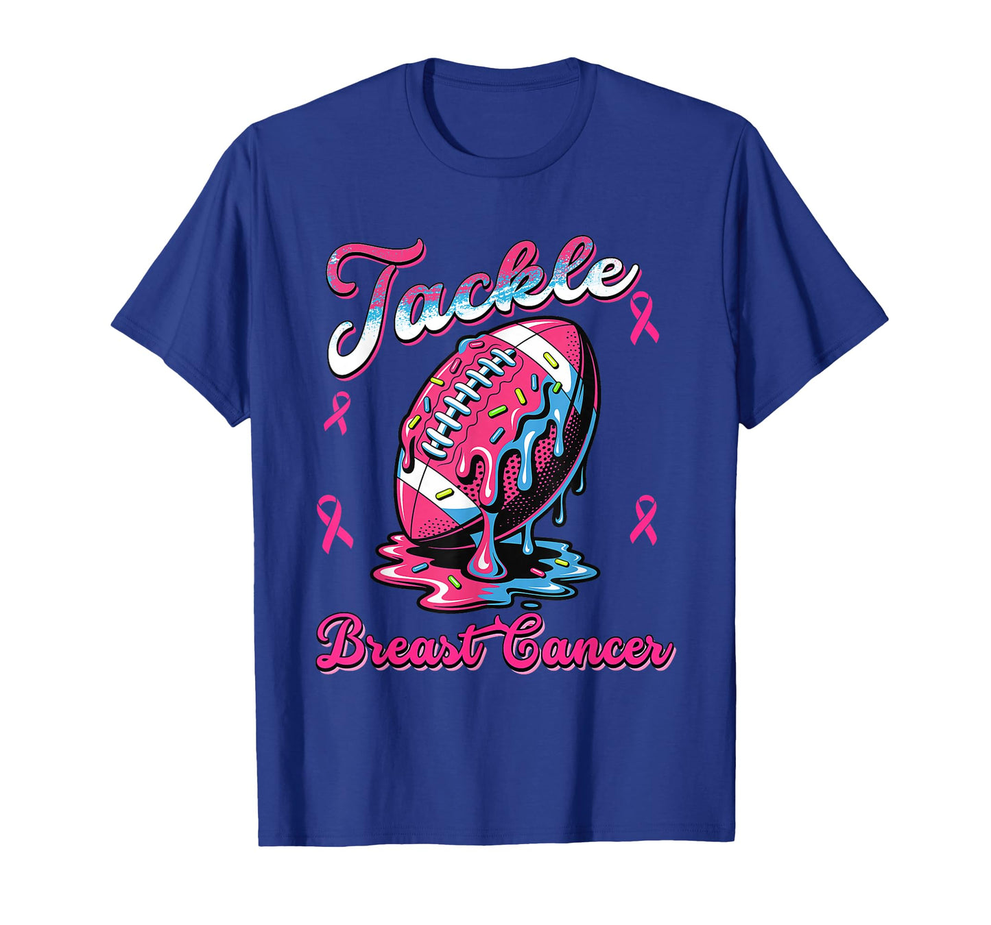 Tackle Breast Cancer Awareness Football Ice Cream Drip Fight T-Shirt