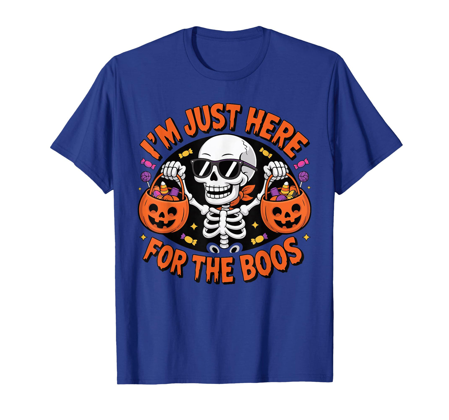 I'm Just Here for The Boos Funny Halloween Skeleton Women T-Shirt