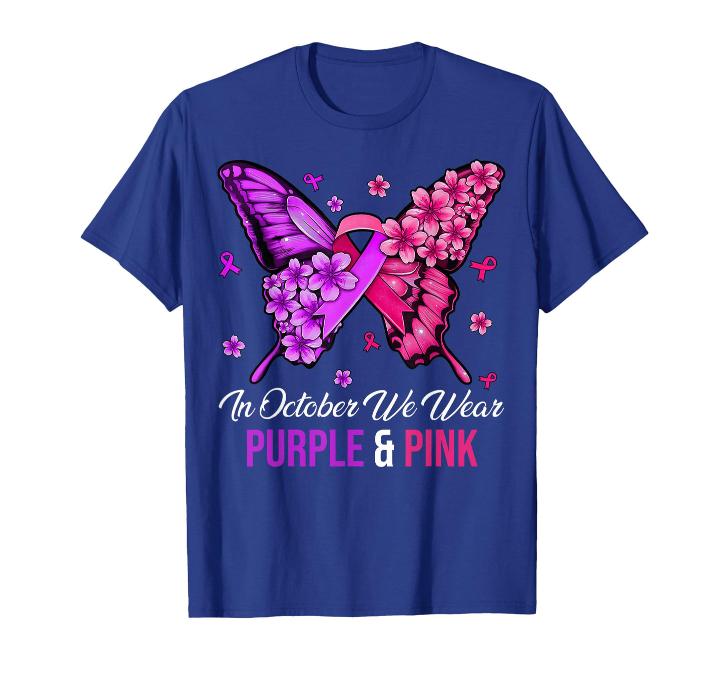 Breast Cancer And Domestic Violence Awareness Butterfly T-Shirt