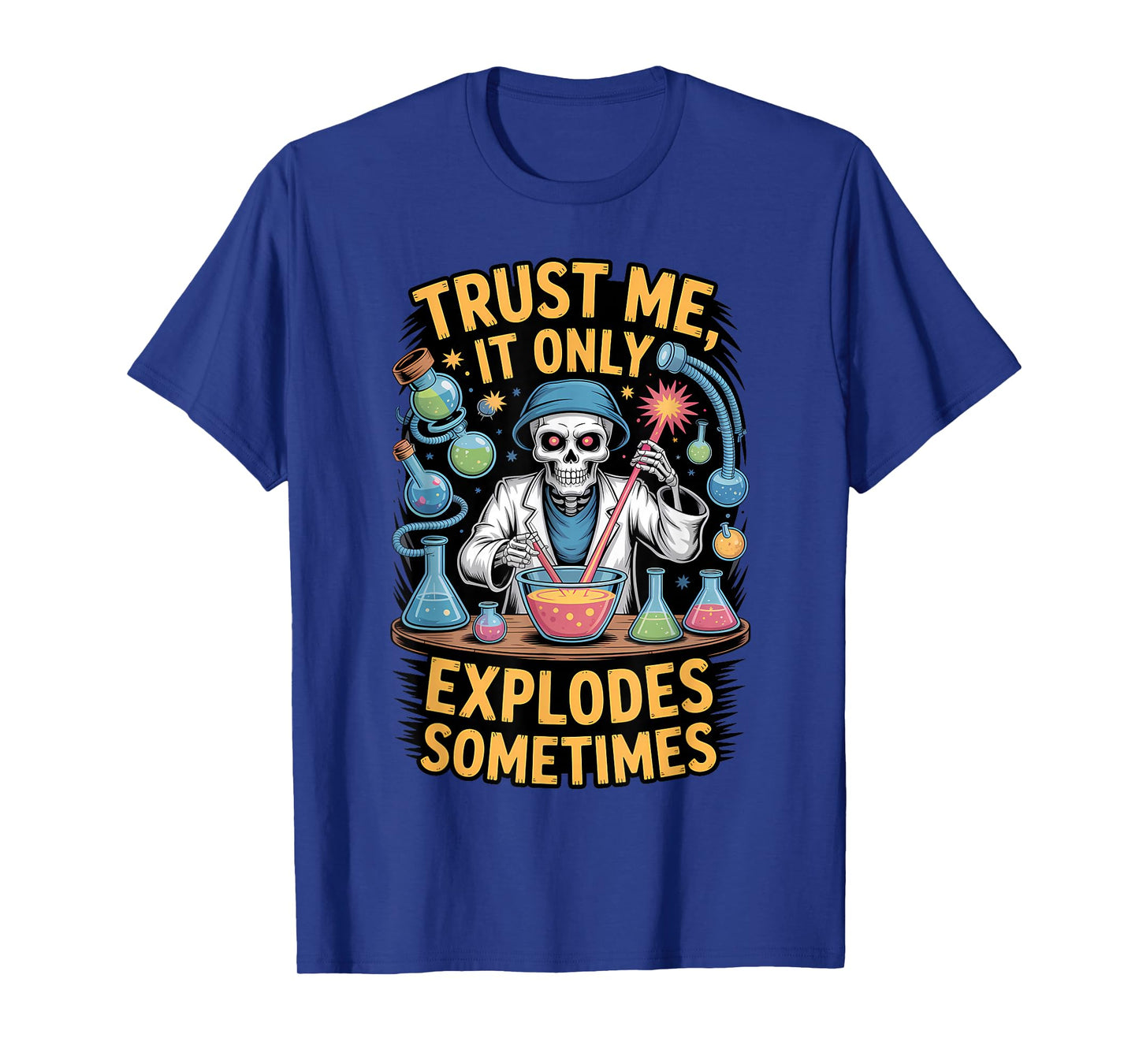 Skeleton Scientist Halloween Spooky Funny Lab T-Shirt