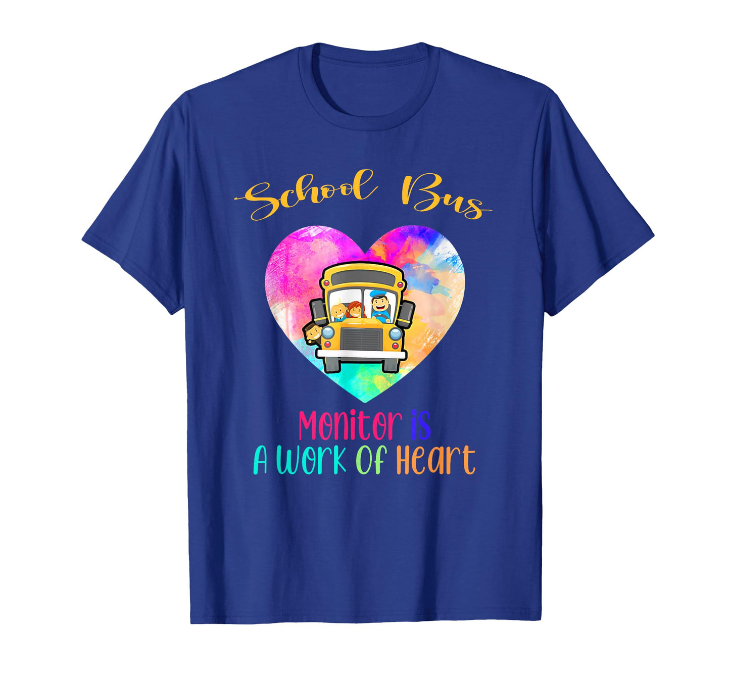 School Bus Monitor It's A Work Of Heart Watercolor T-Shirt