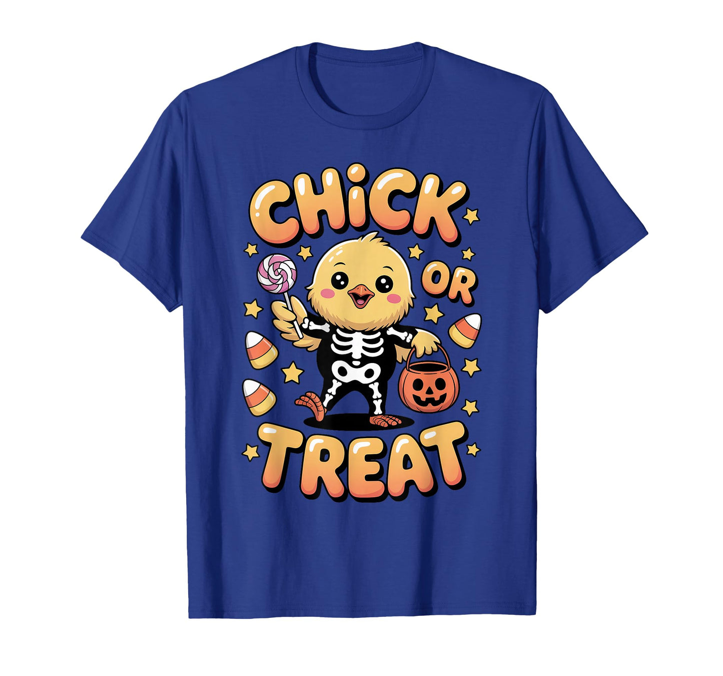 Chick Or Treat Halloween Kawaii Chicken Skeleton Costume T-Shirt