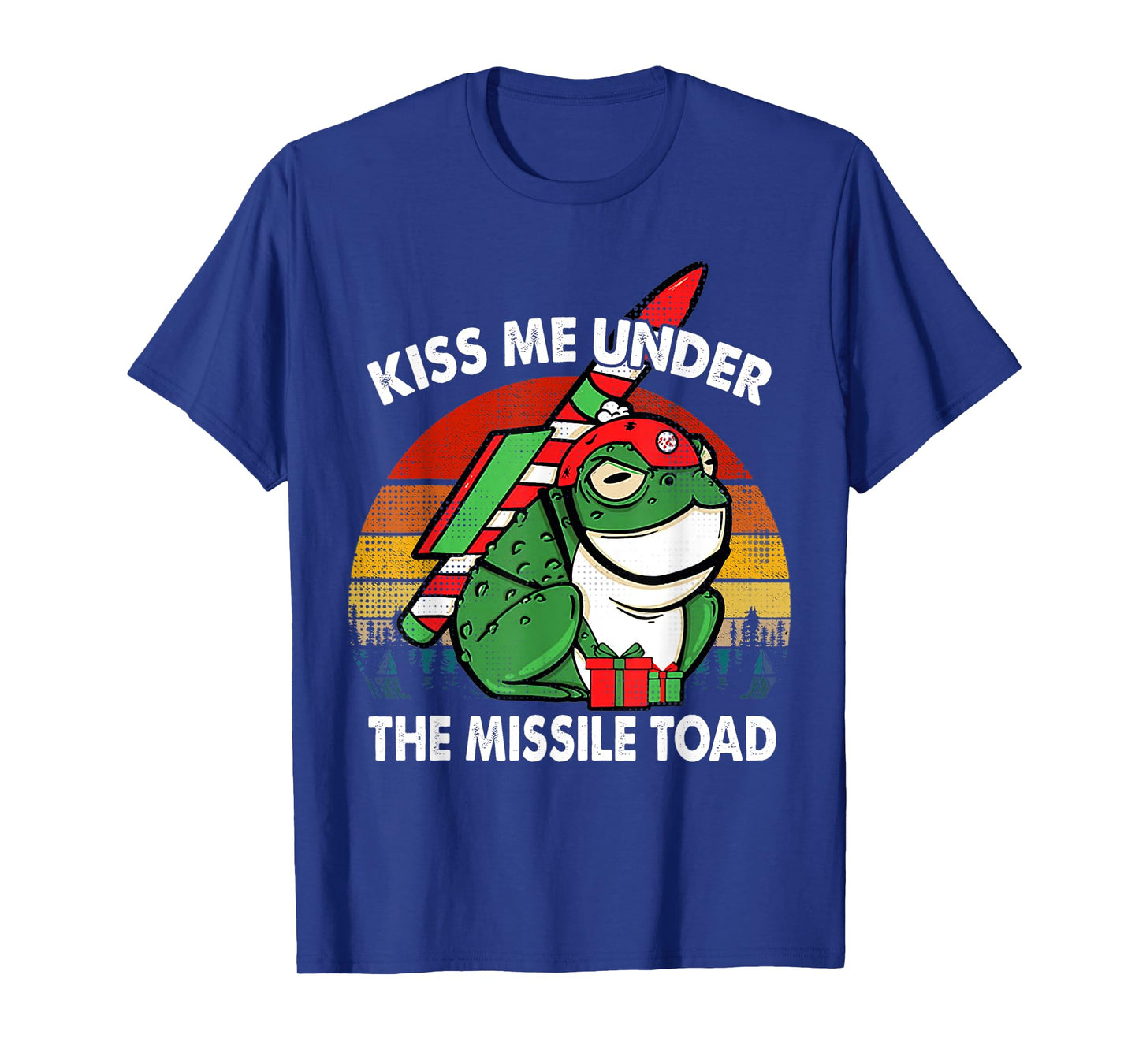 Retro Kiss Me Under The Missile Toad Funny Xmas Holiday T-Shirt