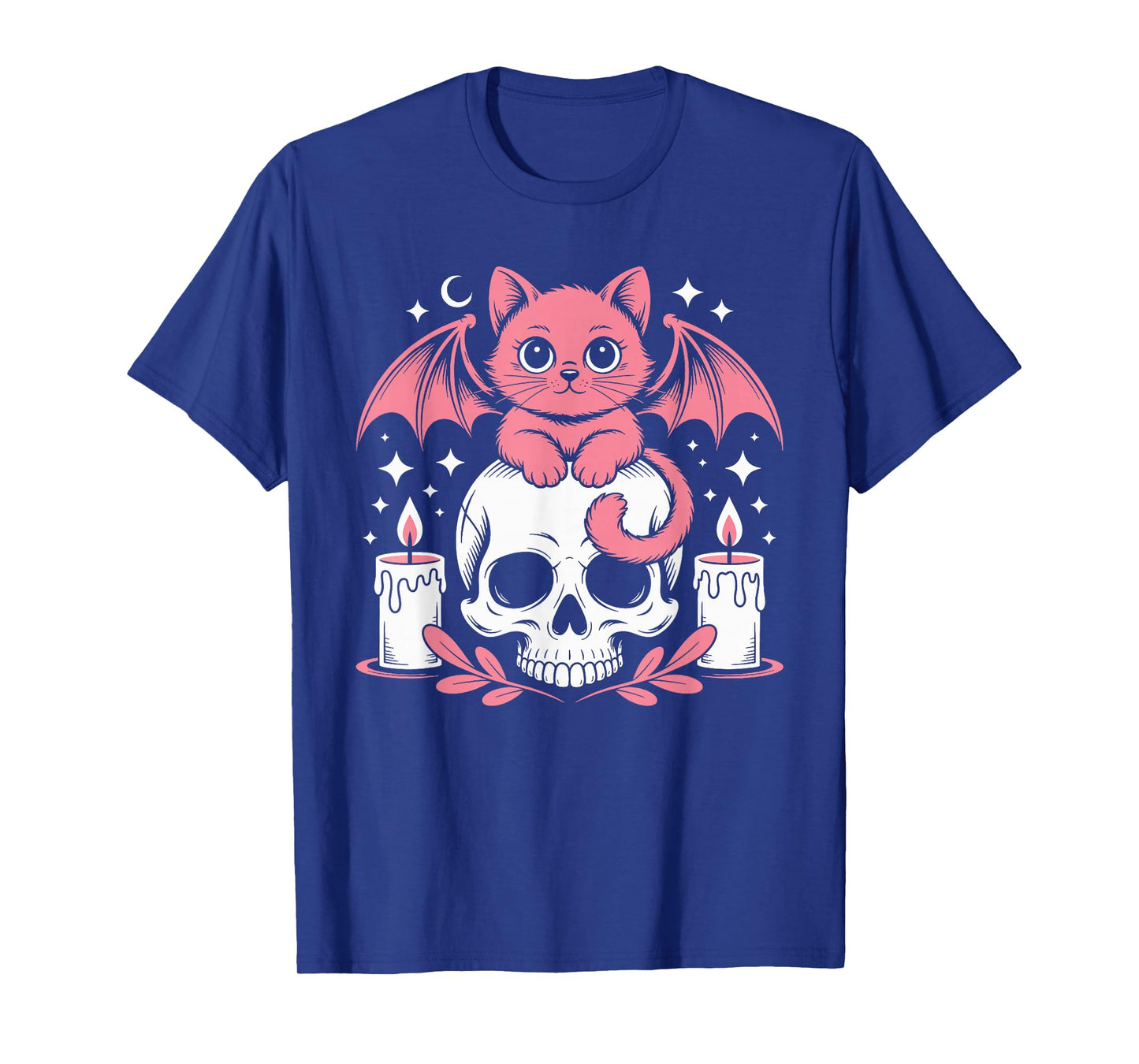 Kawaii Pastel Goth Cute Creepy Cat Bat Skeleton Halloween T-Shirt