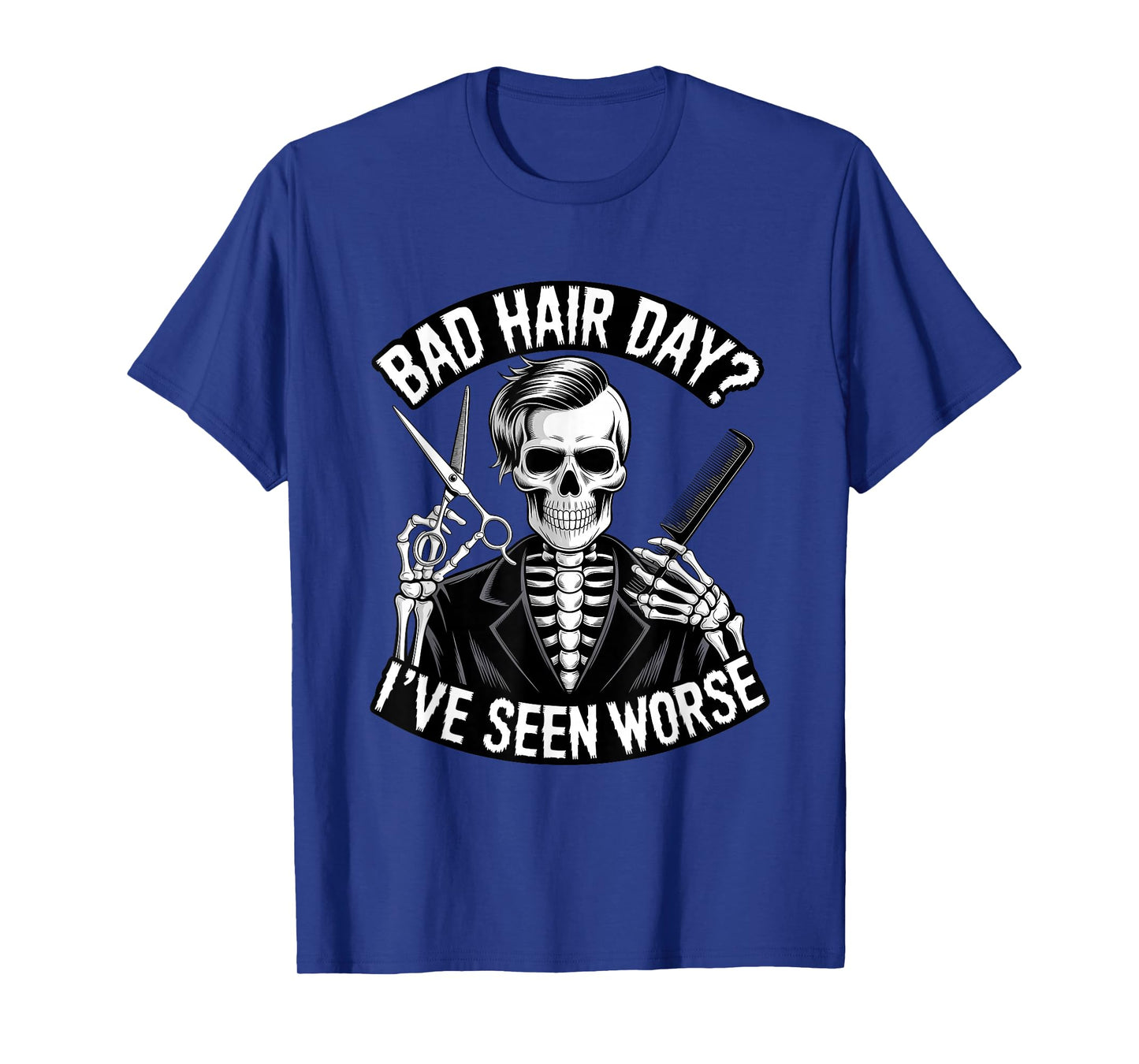 Skeleton Barber Halloween Funny Spooky Hair Stylis T-Shirt