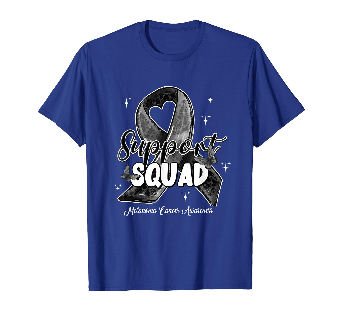 Support Squad Butterfly Black Ribbon Melanoma Cancer Gifts T-Shirt