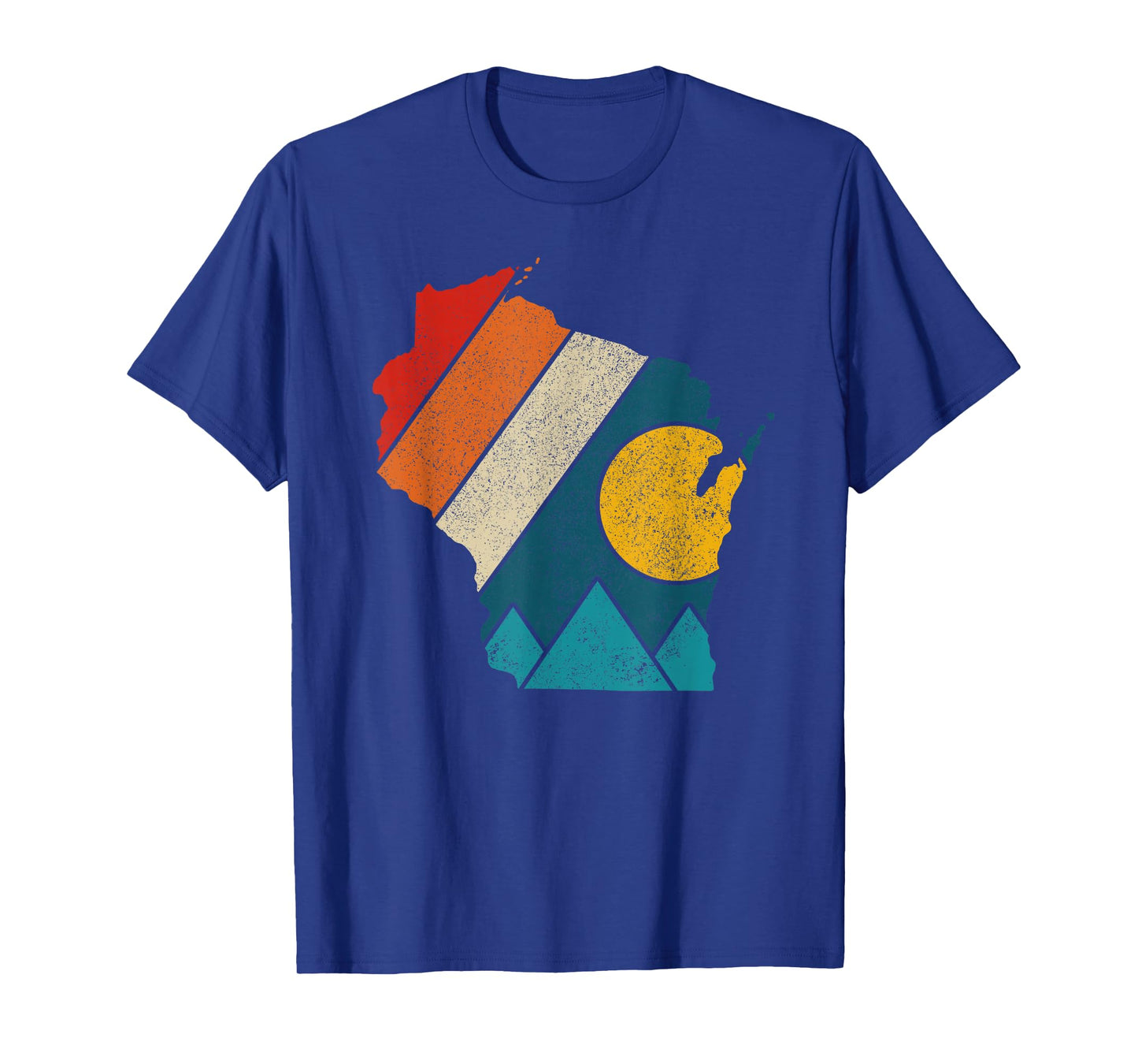 Wisconsin Vintage State Map Mountains Hiking Pride Gift T-Shirt