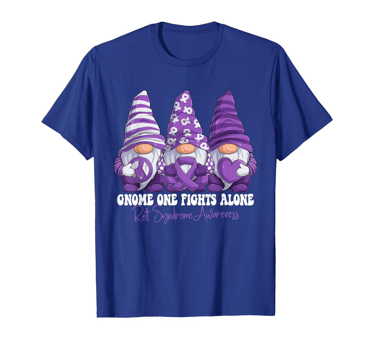 Rett Syndrome Awareness Month Purple Ribbon Gnomies Support T-Shirt