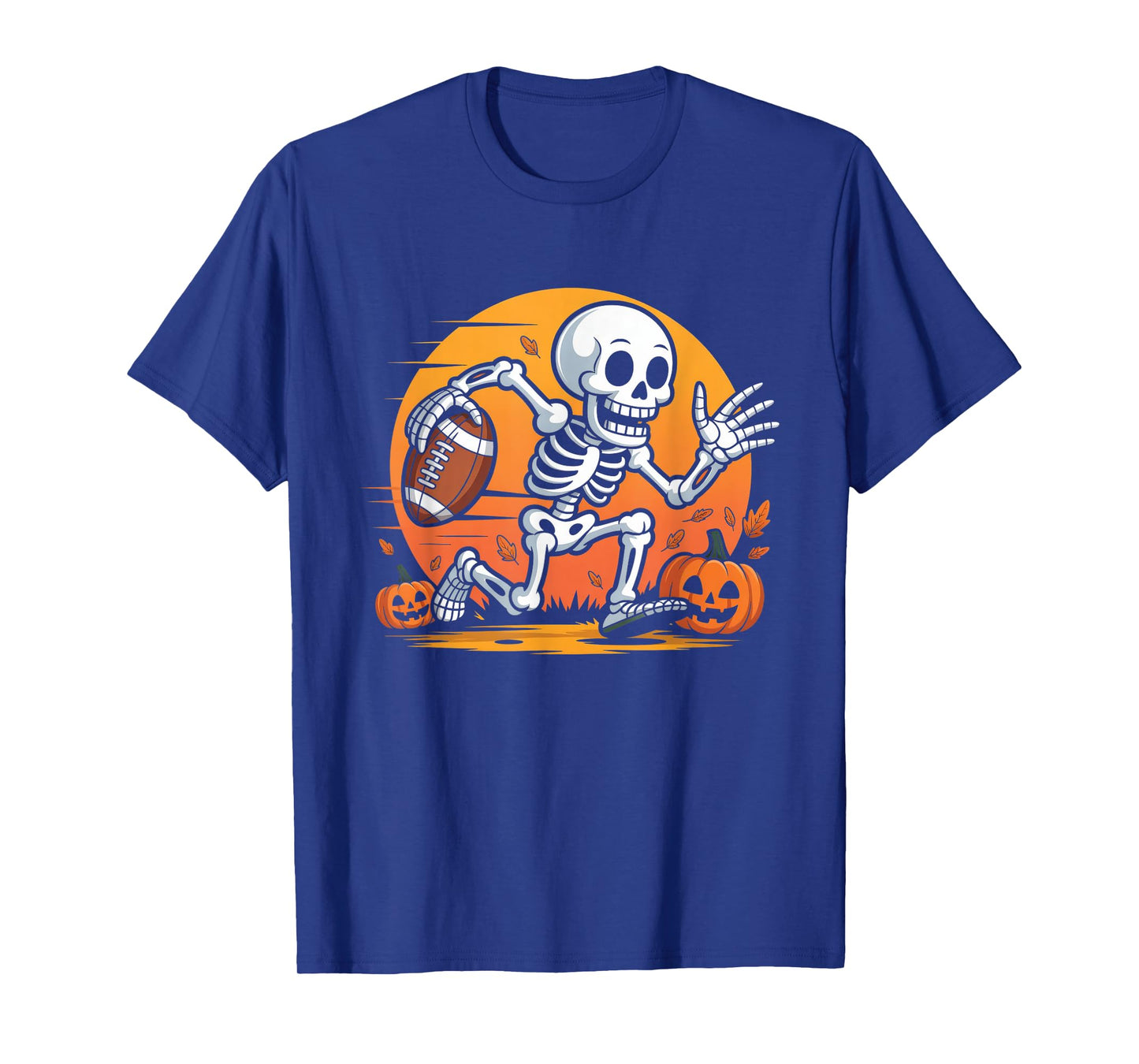 American Football Skeleton Halloween Pumpkin Football Player T-Shirt