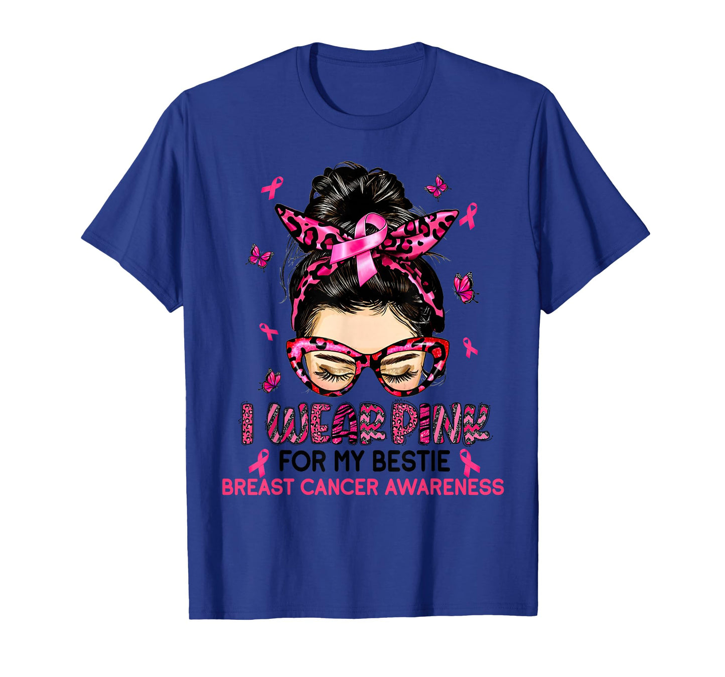 I Wear Pink For My Bestie Breast Cancer Awareness Leopard T-Shirt