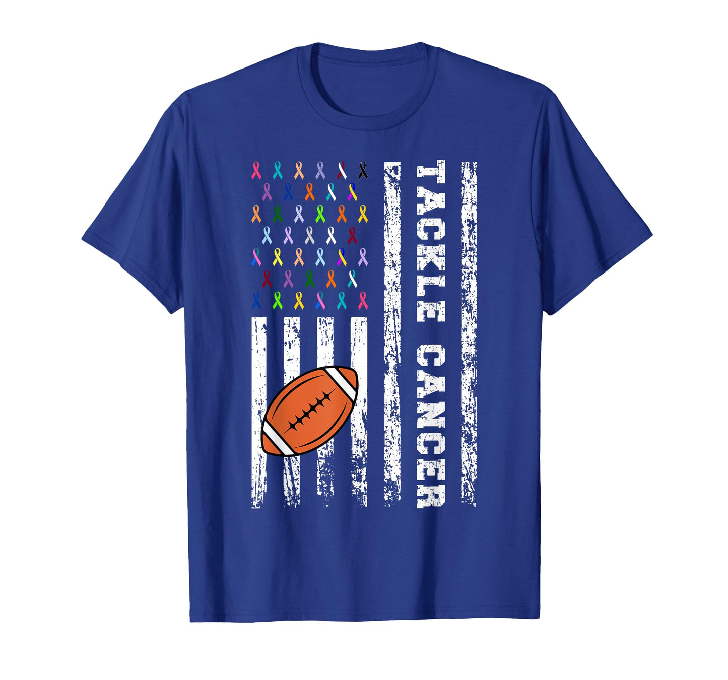 Tackle Football Multicolor Ribbons All Cancer Awareness Kid T-Shirt