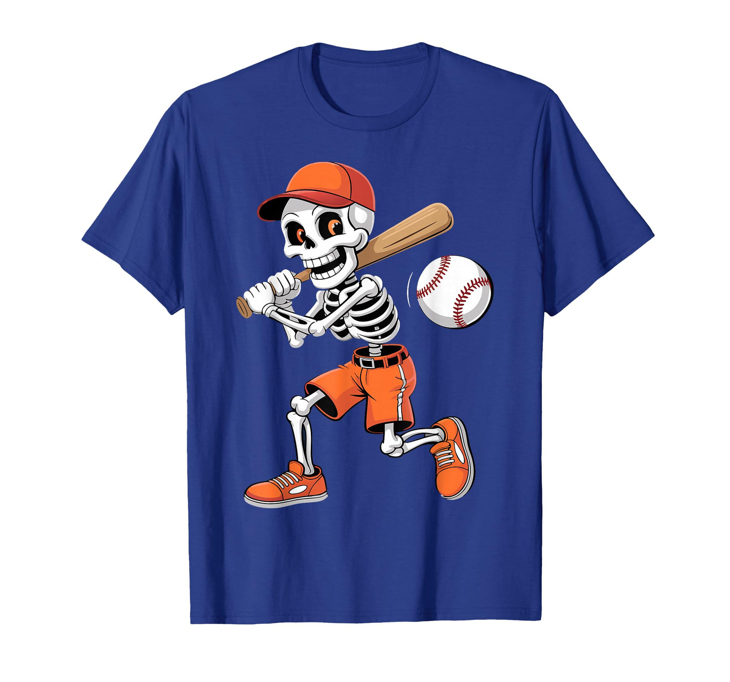 Skeleton Baseball Player Funny Halloween Costume Boys Teens T-Shirt