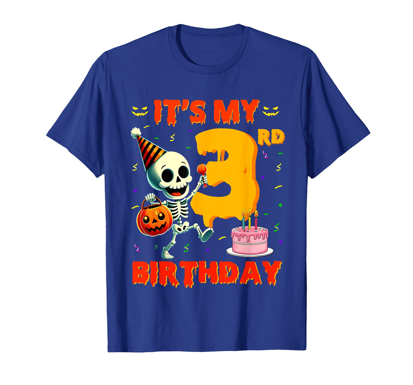 Kids Boo It's My 3rd Birthday Halloween Skeleton 3 Years Old T-Shirt