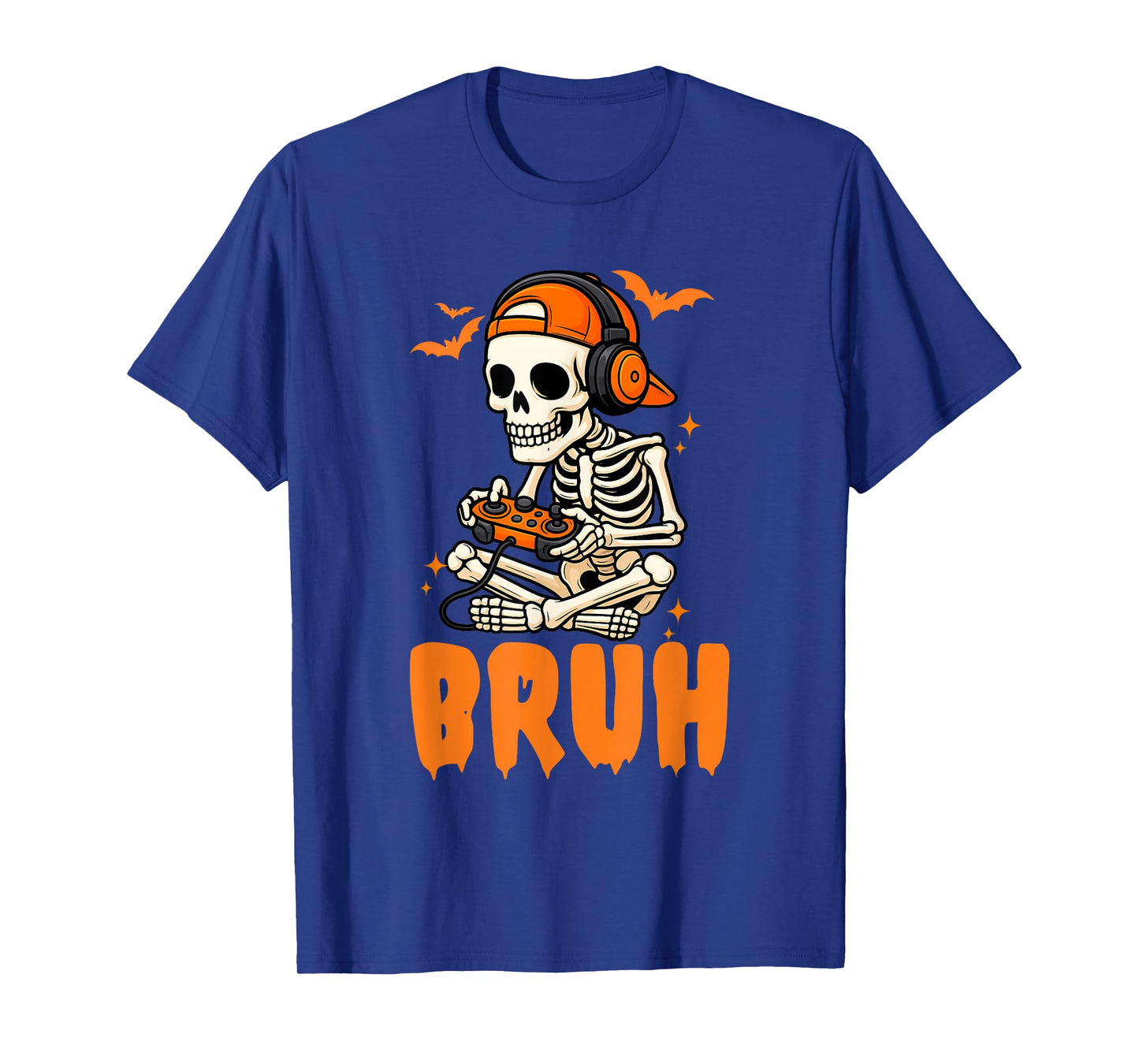 Bruh Gamer Video Gaming Funny Skeleton Halloween Men Boys T-Shirt