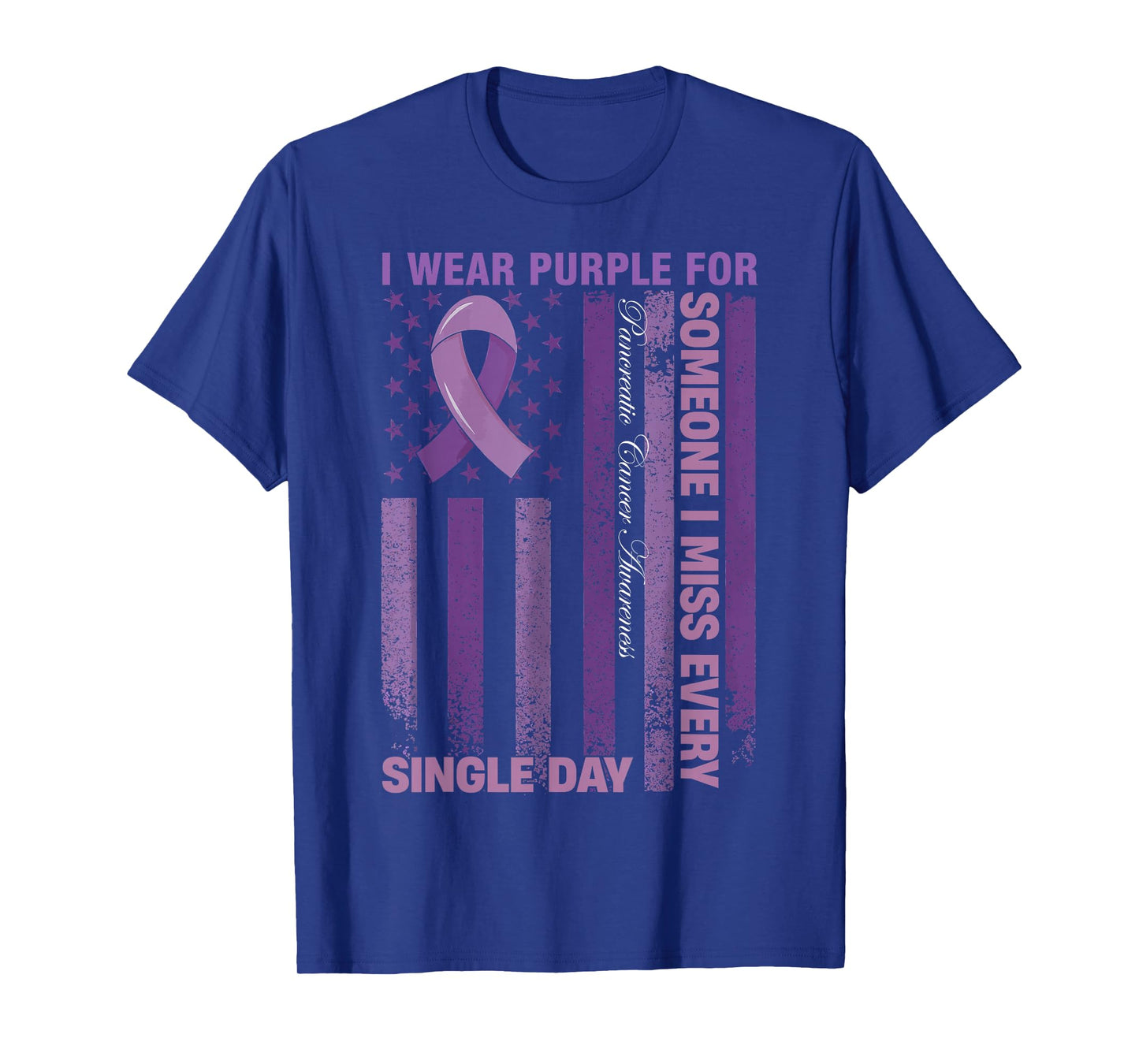 I wear Purple for Pancreatic Cancer Awareness American Flag T-Shirt