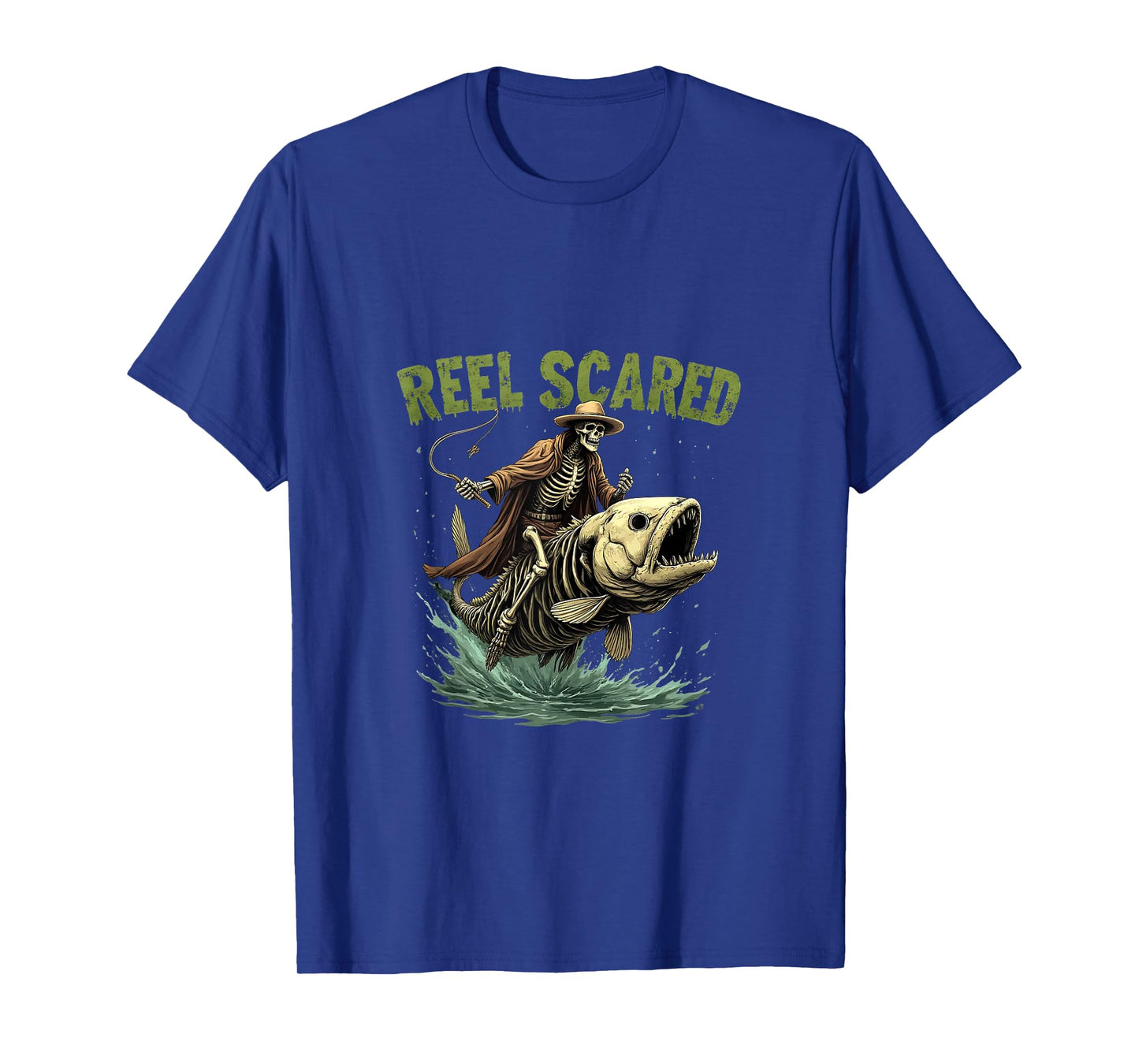 Fisherman Skeleton Funny Retro Reel Scared Halloween Fishing Tank Top