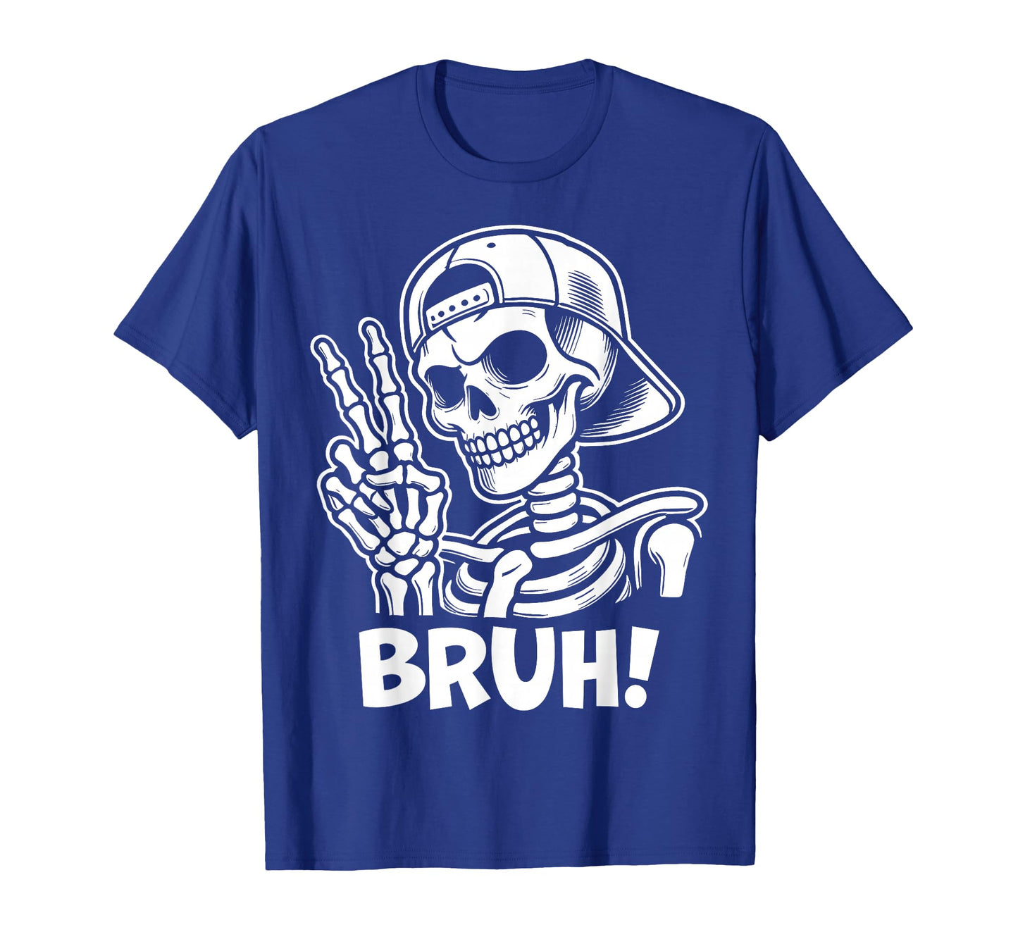 Bruh Skeleton Hand Peace Sign Halloween Skeleton Hand Sign T-Shirt