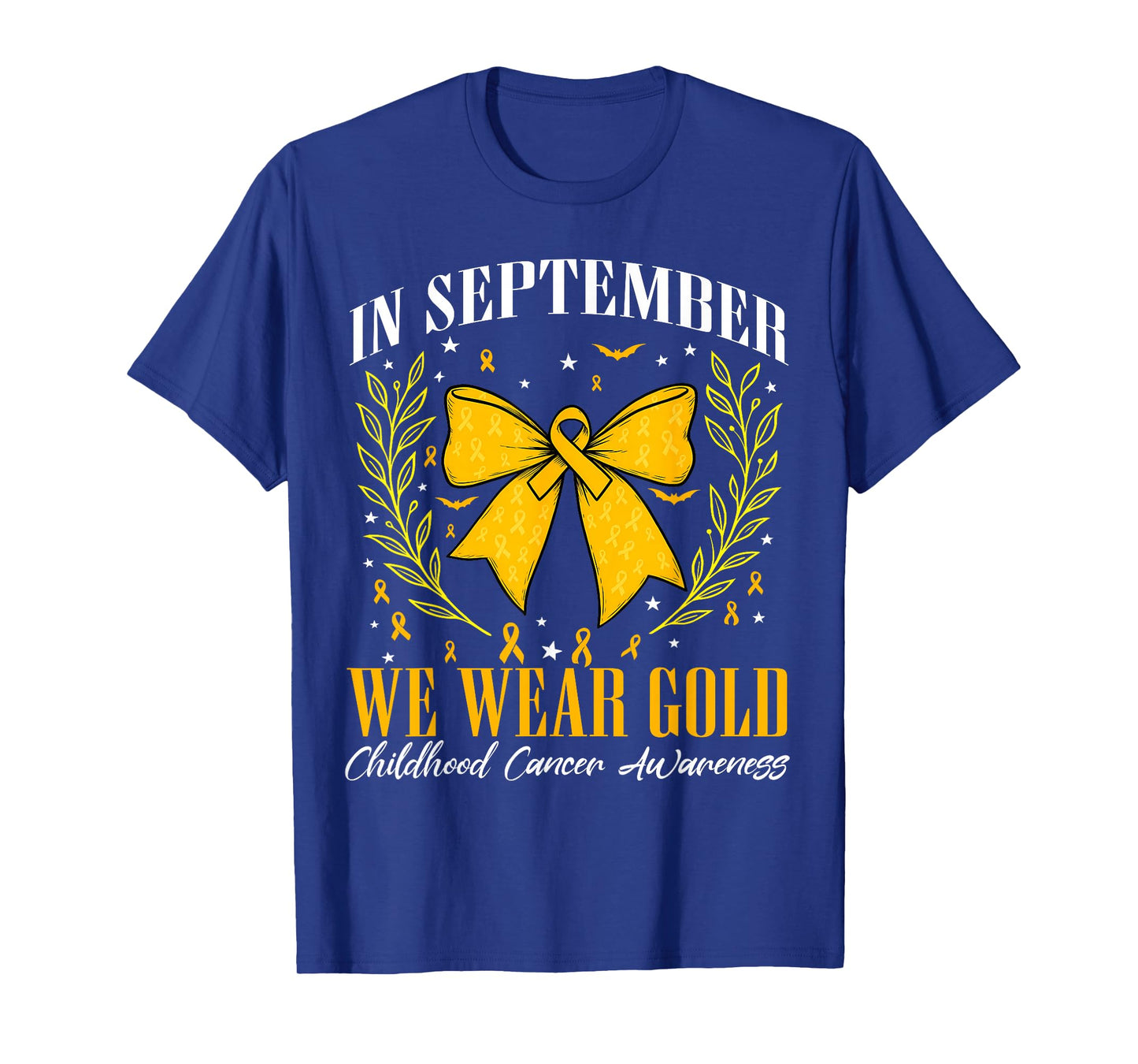 Bow Childhood Cancer Awareness In September We Wear Gold T-Shirt