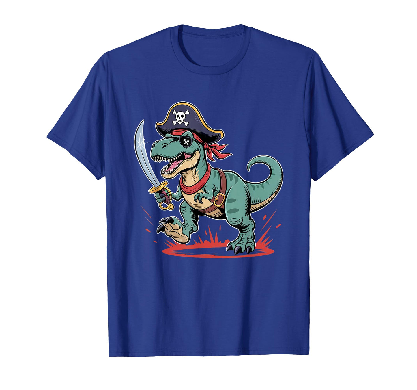 Funny Pirate Dinosaur T Rex Hat Halloween Birthday Boy T-Shirt