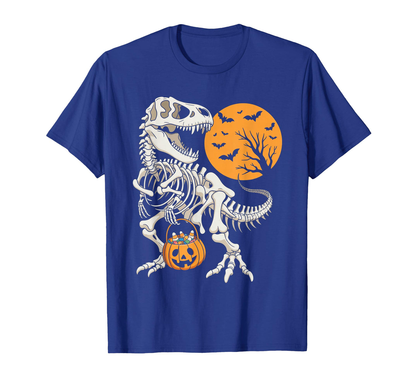Halloween Boys Dinosaur Skeleton T rex Scary Pumpkin Spooky T-Shirt