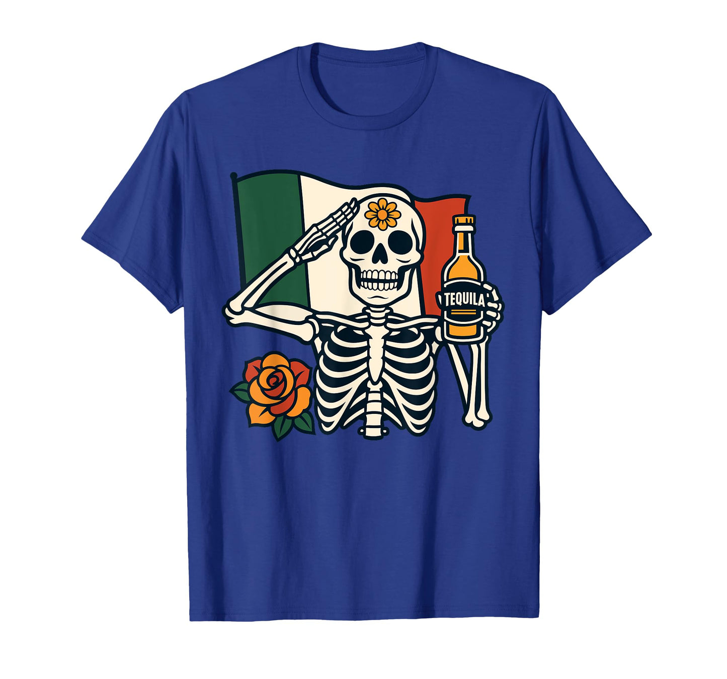 Dia De Los Muertos Sombrero Tequila Costume Mexican Skeleton T-Shirt