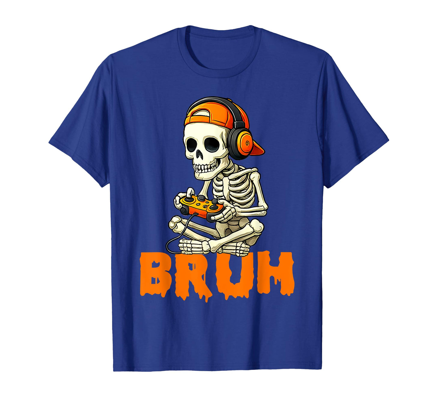 Bruh Halloween Boys Kids Gamer Mens Skeleton Video Gaming T-Shirt