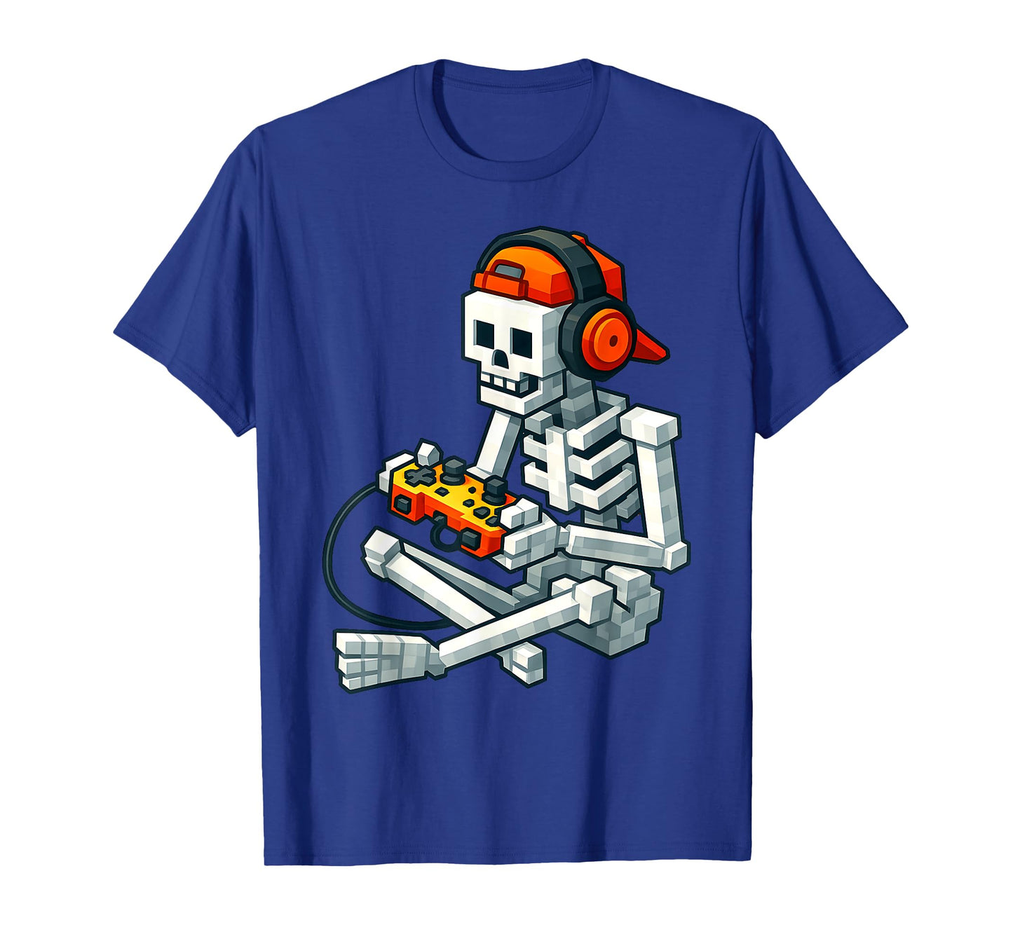 Halloween Skeleton Gamer Pixel Video Gaming Boys Men Kids T-Shirt