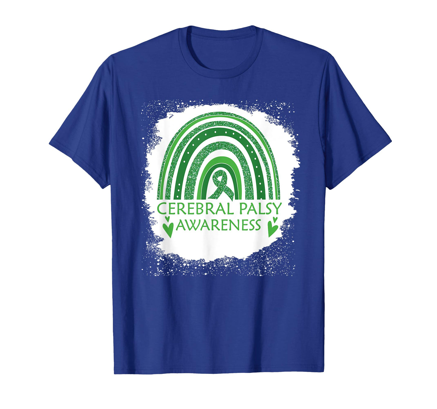 Cerebral Palsy Awareness Bleached Rainbow Green Ribbon Men T-Shirt