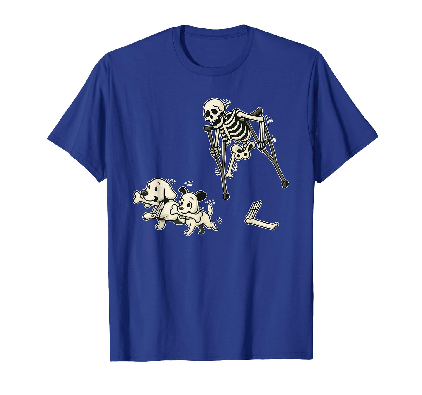 Funny Halloween Skeleton Chasing Dog Spooky Season T-Shirt