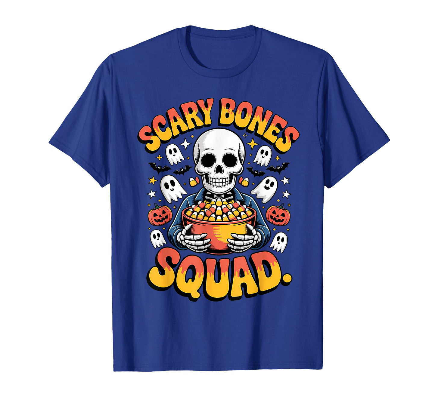 Funny Skeleton Scary Bones Squad Halloween Candy Crew T-Shirt