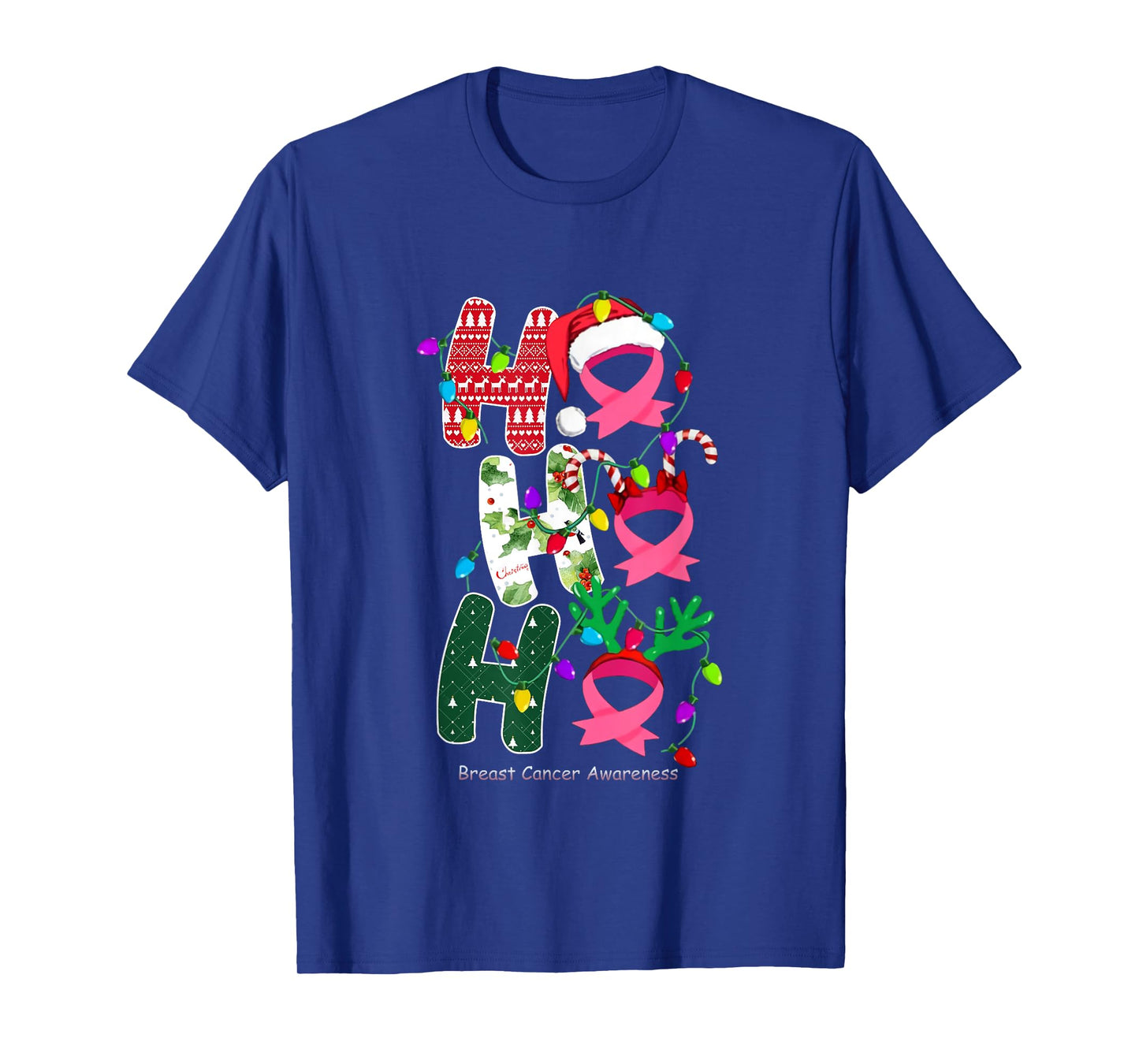 Ho Ho Ho Breast Cancer Awareness for Christmas T-Shirt