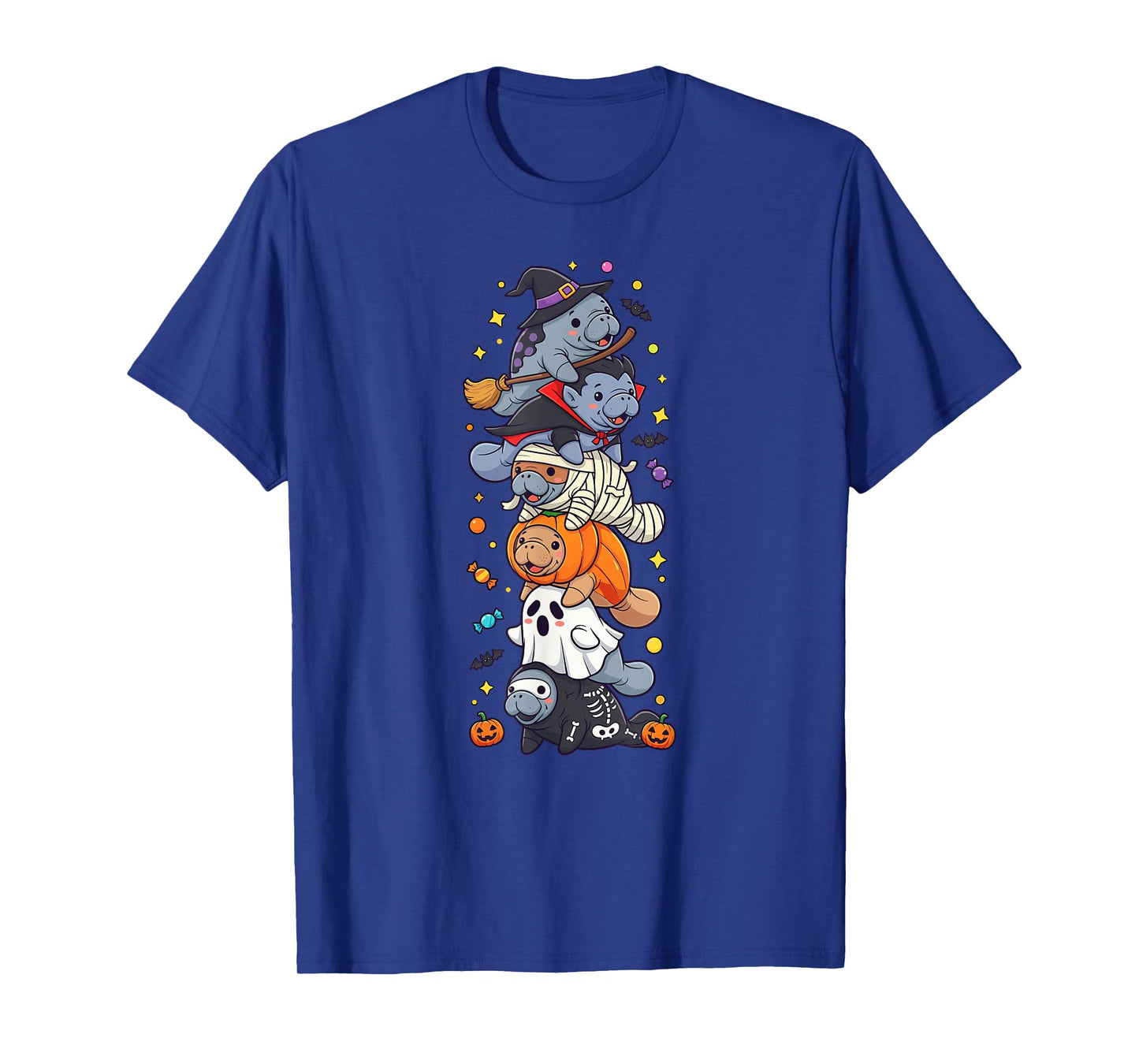 Funny Manatee Witch Vampire Ghost Halloween Kids Mens Womens T-Shirt