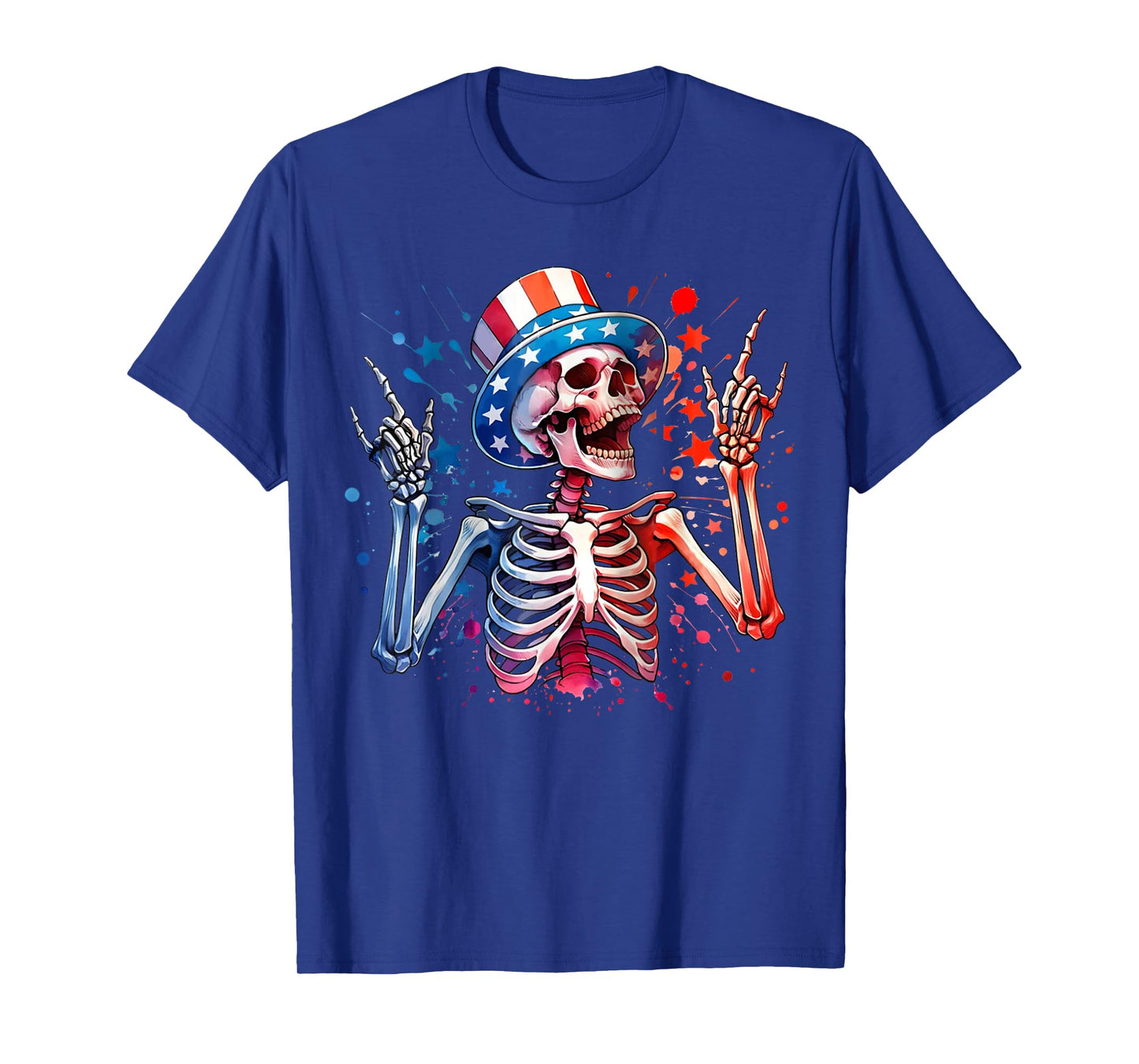 Party in The USA Rock Hand July 4th Funny American Skeleton T-Shirt for Women Kids Men