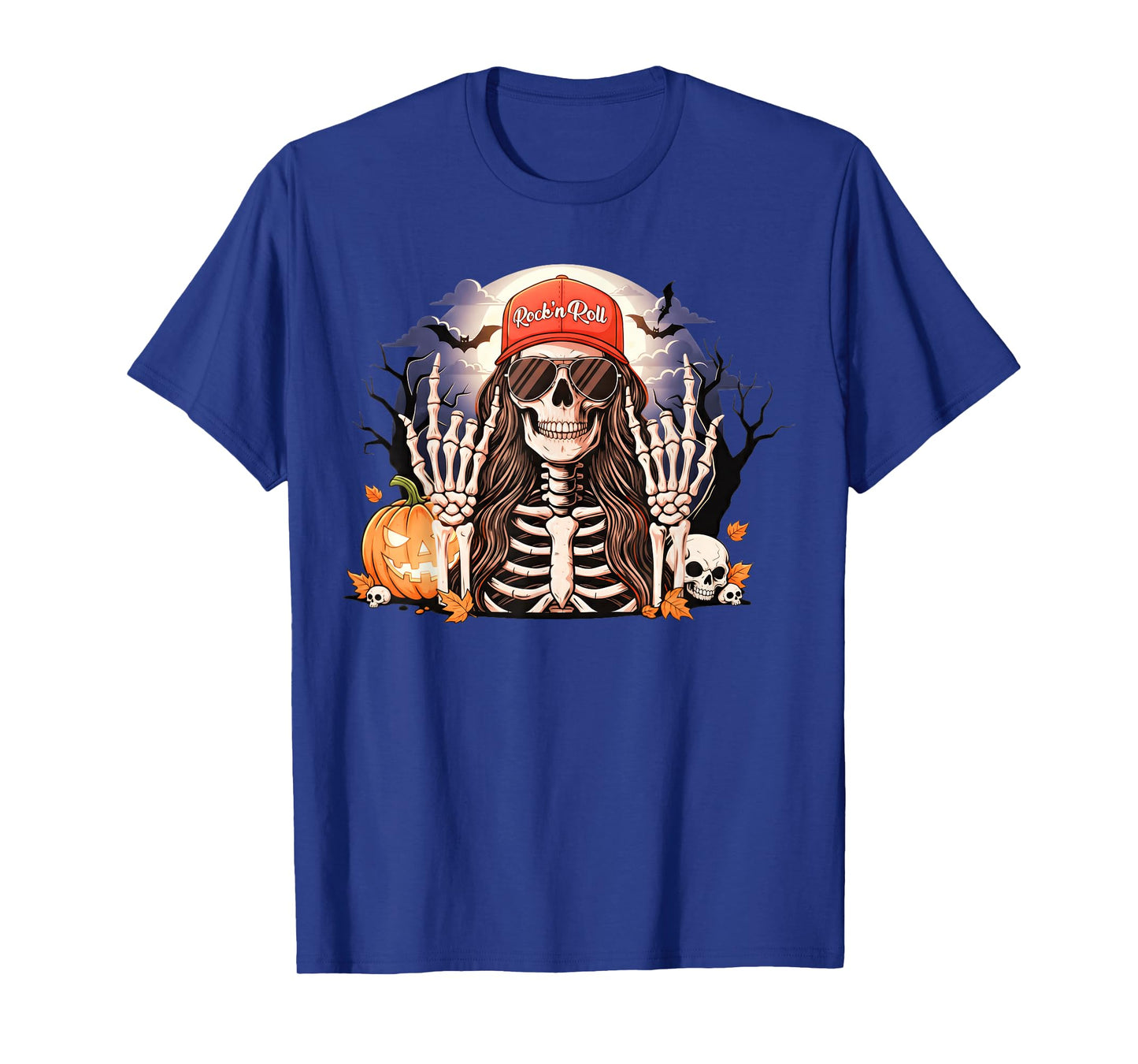 Rock'n Roll Girl Skeleton Rocker Cool Punk Halloween Design T-Shirt