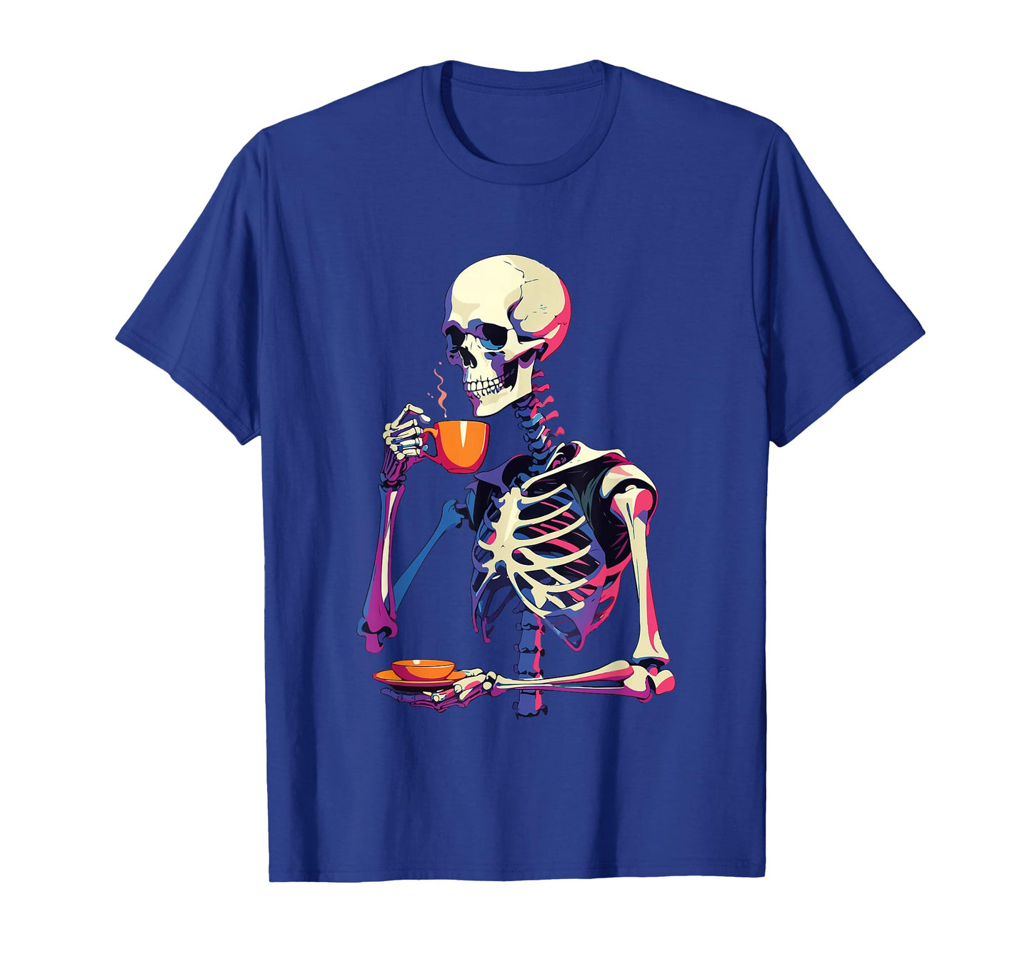 Skeleton Drinking Coffee T-Shirt