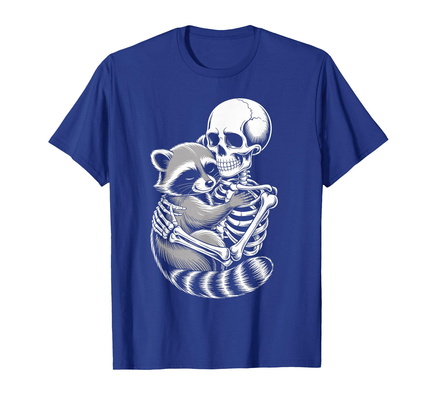 Skeleton Hugging Raccoon Halloween Creepy Cute Spooky Season T-Shirt