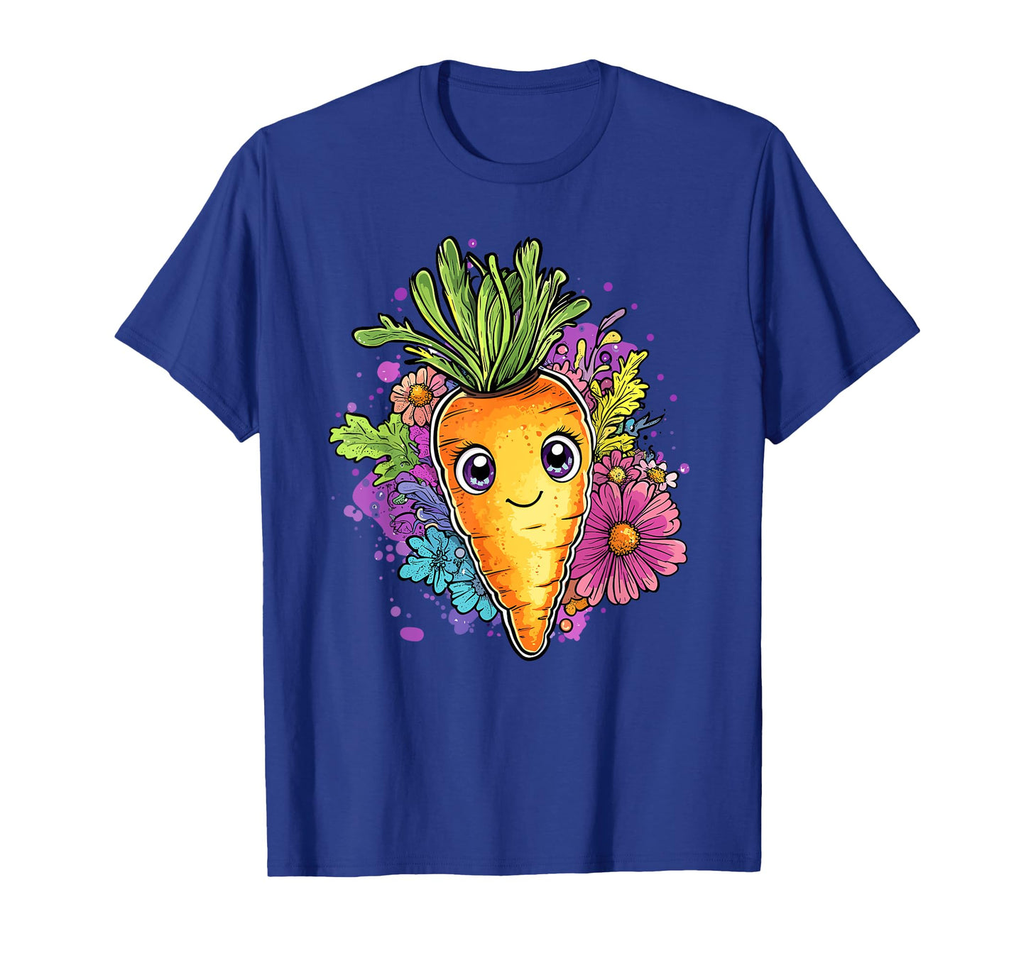 Adorable Carrot Surrounded By Colorful Blooms T-Shirt