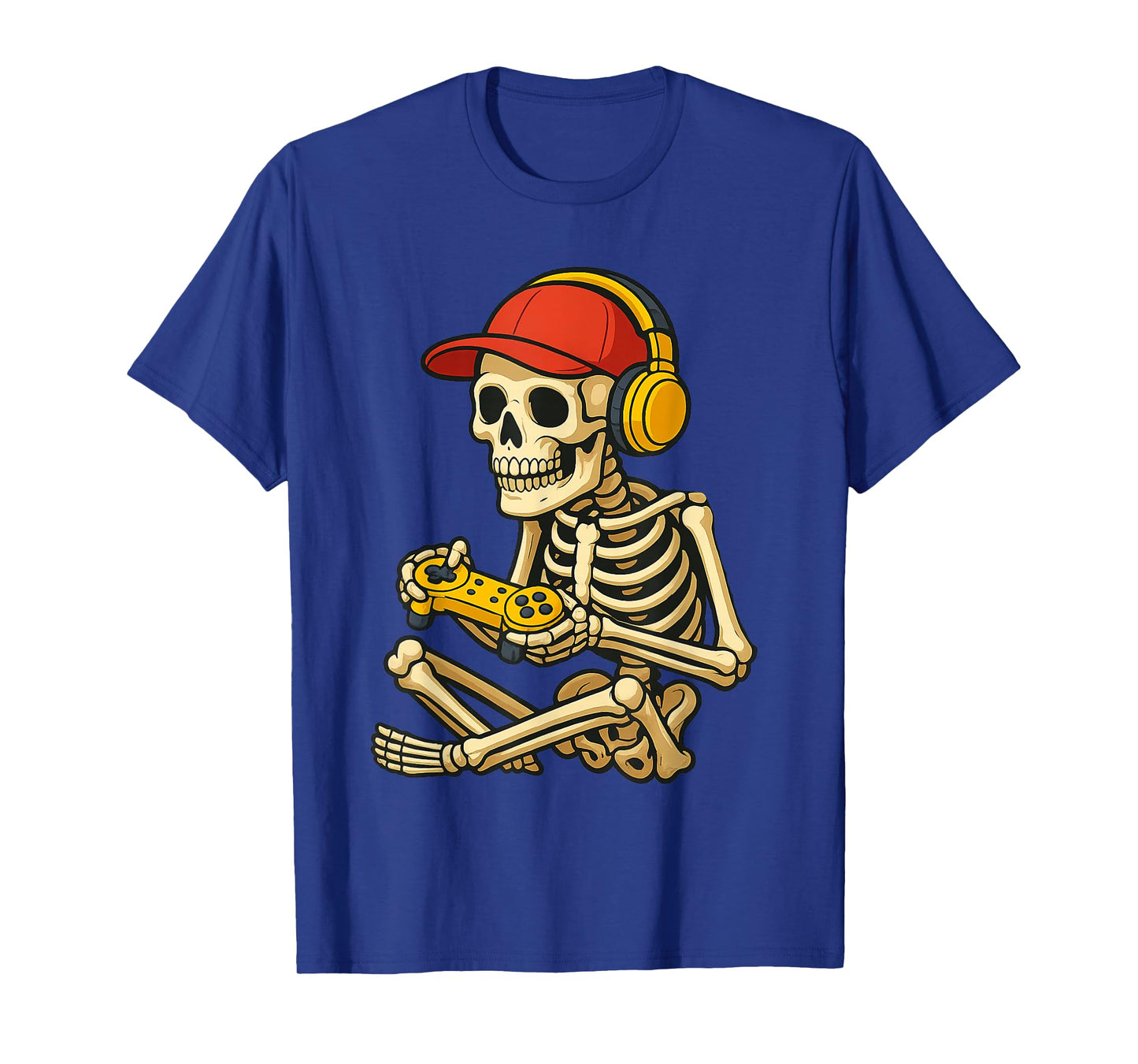 Funny Gaming Skeleton with Cap Headphones and Controller T-Shirt
