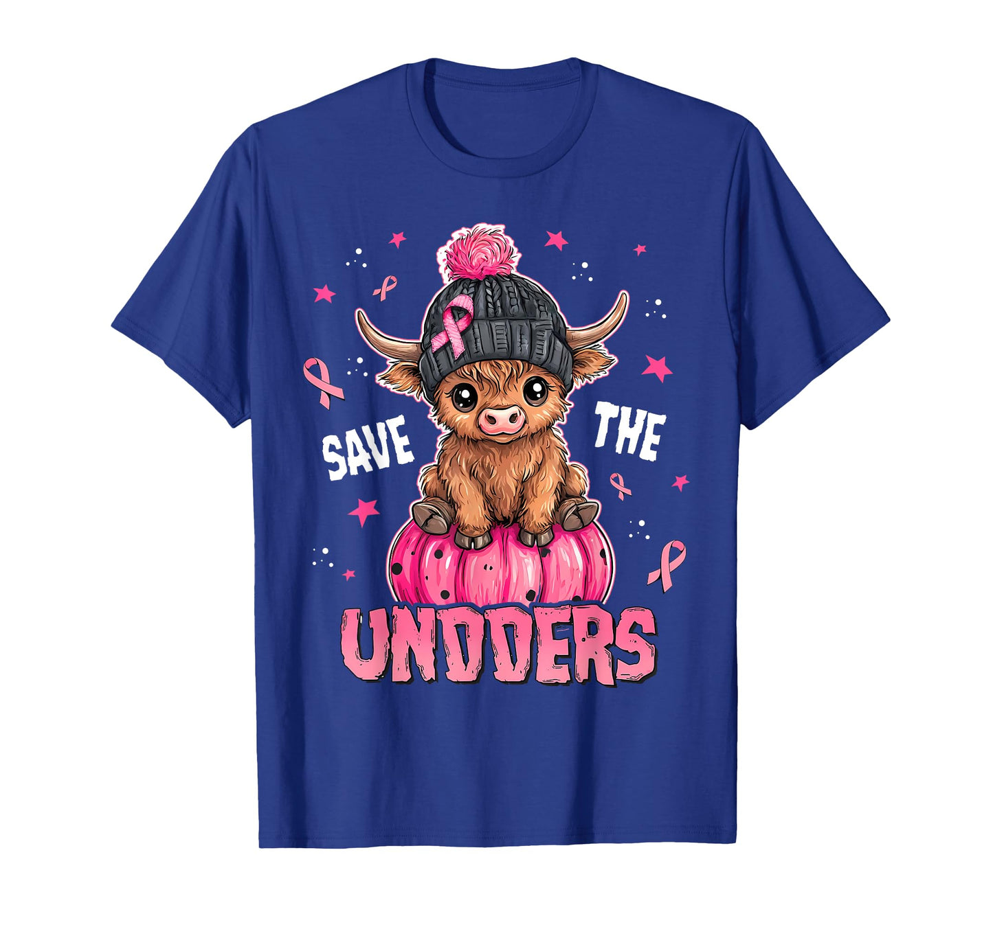 Save The Undders Cute Highland Cow Breast Cancer Awareness T-Shirt