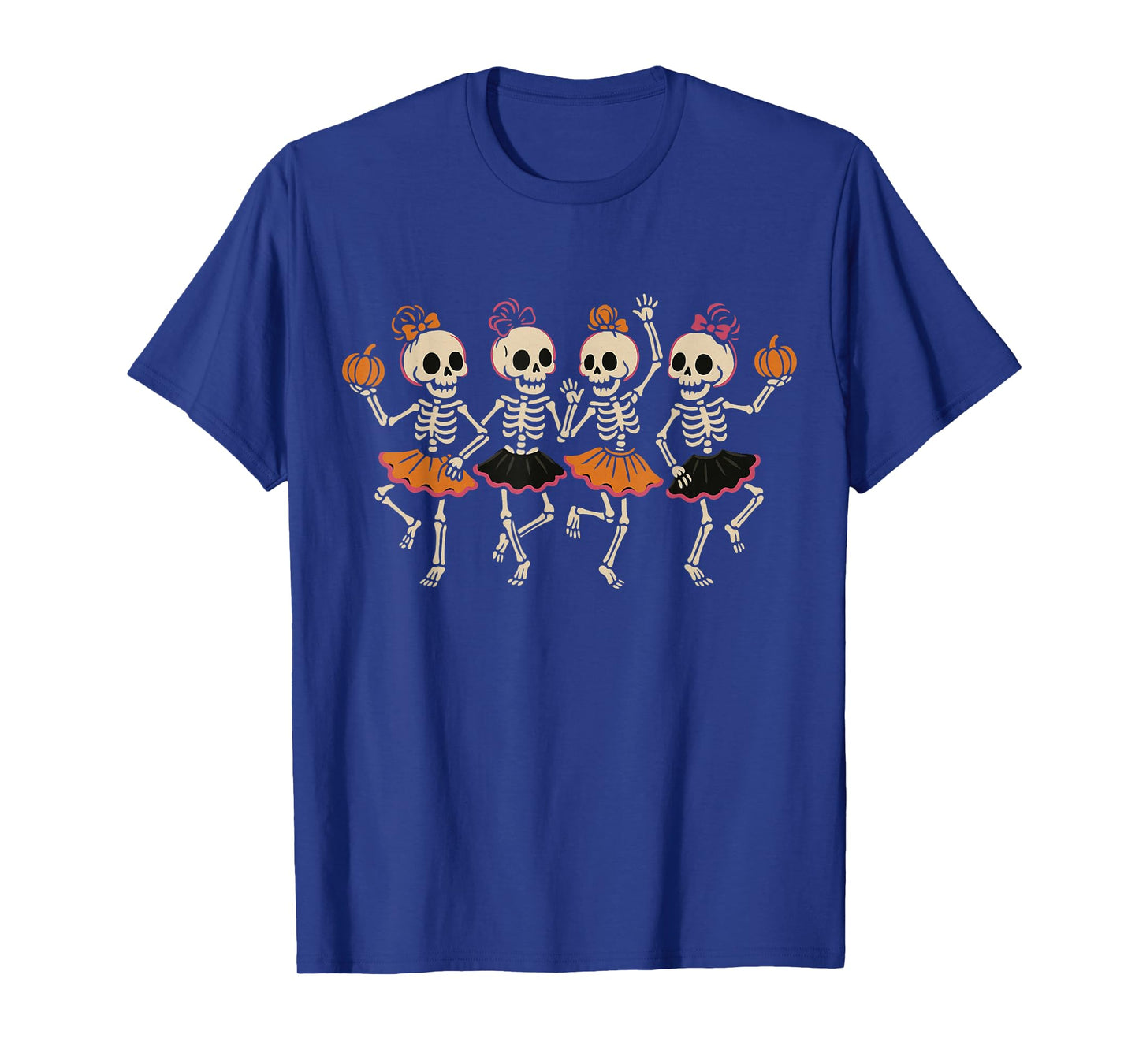 Halloween Dancing Skeleton Ballerinas with Pumpkins Spooky T-Shirt