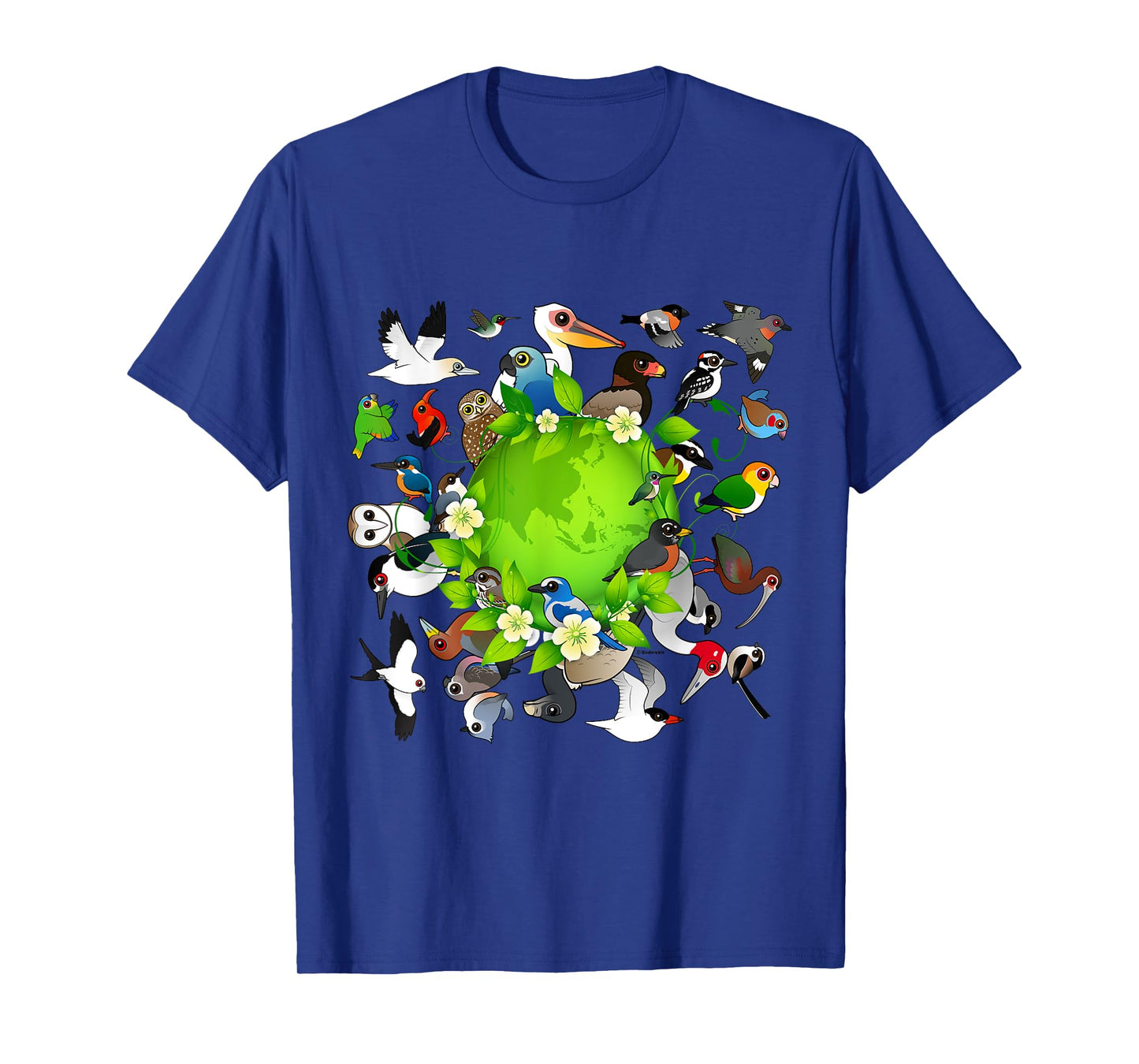 Flock of Cartoon Birds Around Earth | Earth Day Birdorable T-Shirt