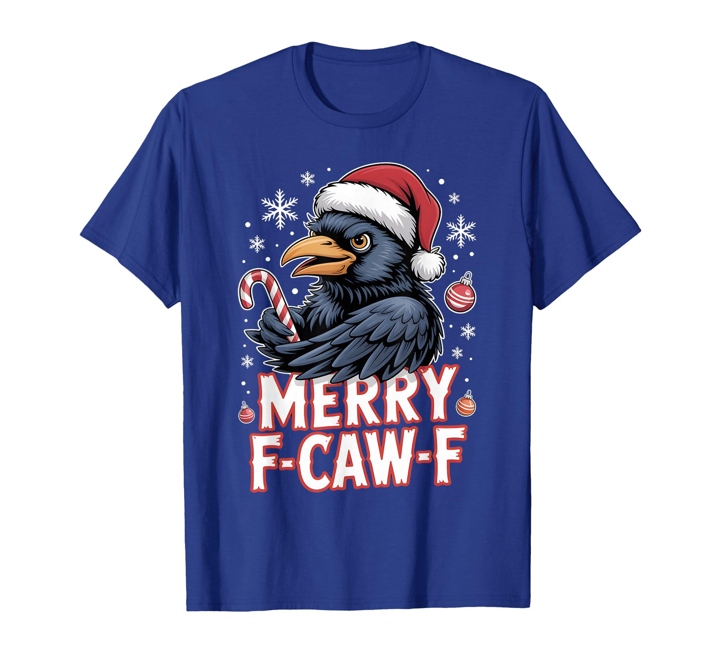 Merry F-CAW-F Funny Crow Santa Hat Christmas Outfit T-Shirt