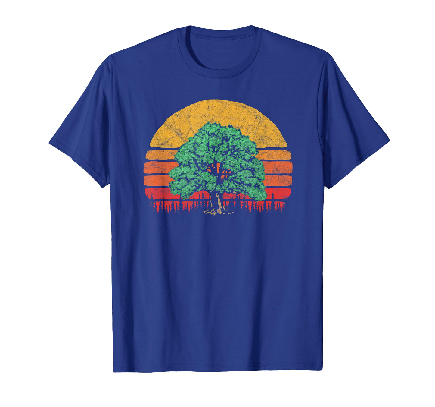 Retro Sun Minimalist Oak Tree Design - Graphic T-Shirt