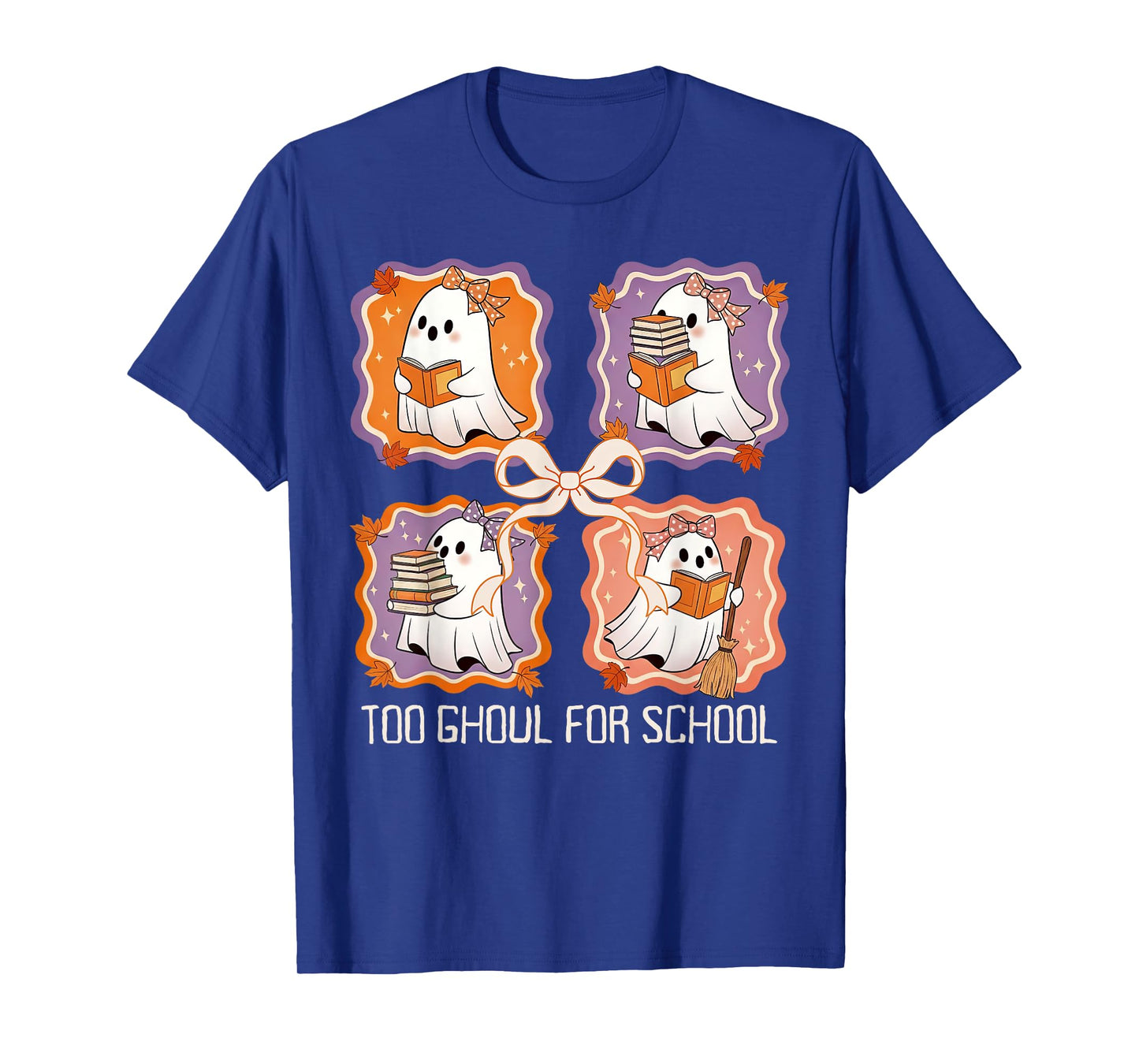 Too Ghoul for School Ghost Coquette Bow Halloween Teacher T-Shirt