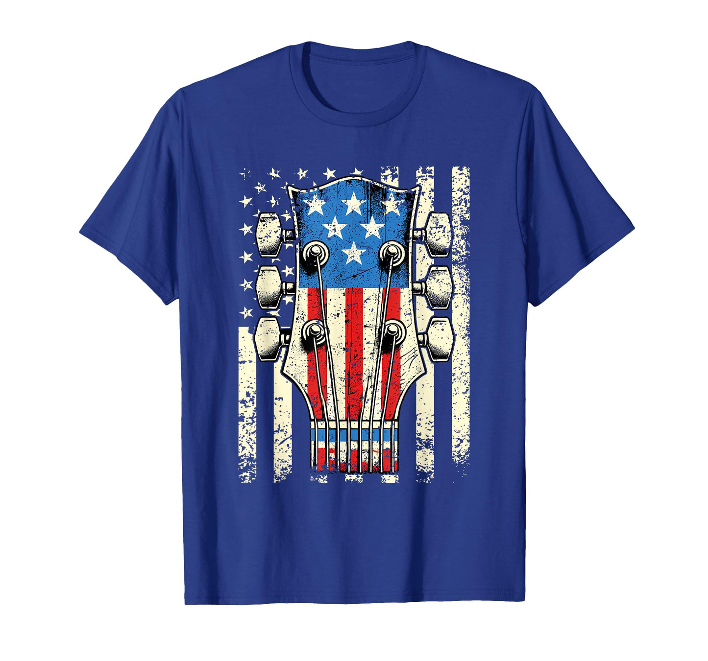 American Flag Electric Bass Guitar Player Musician Vintage T-Shirt