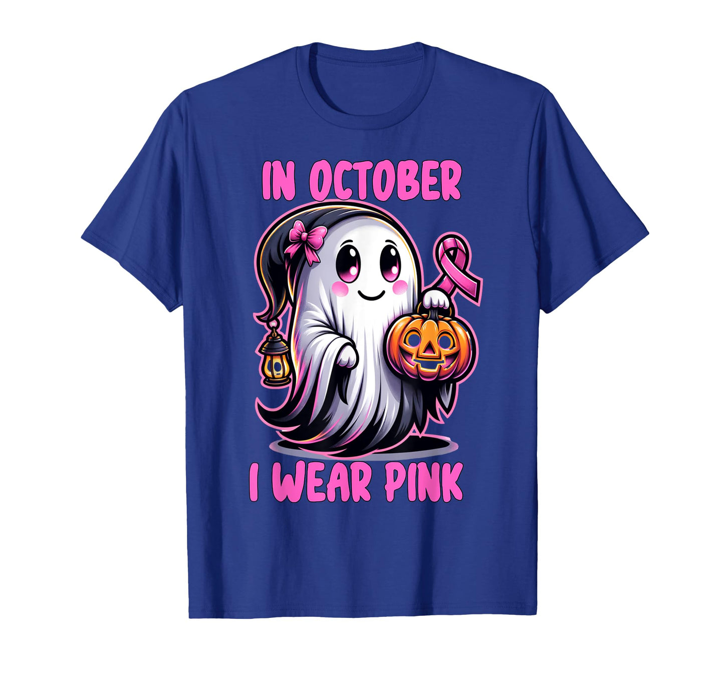Halloween Breast Cancer Ribbon in October I Wear Pink T-Shirt