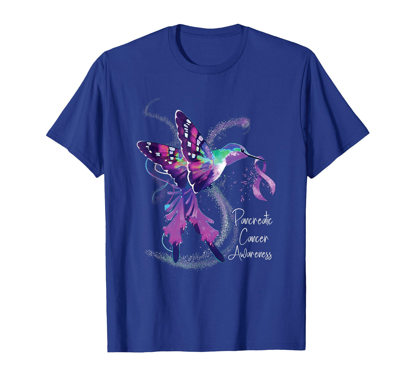 Pancreatic Cancer Awareness Hummingbird Purple Ribbon T-Shirt