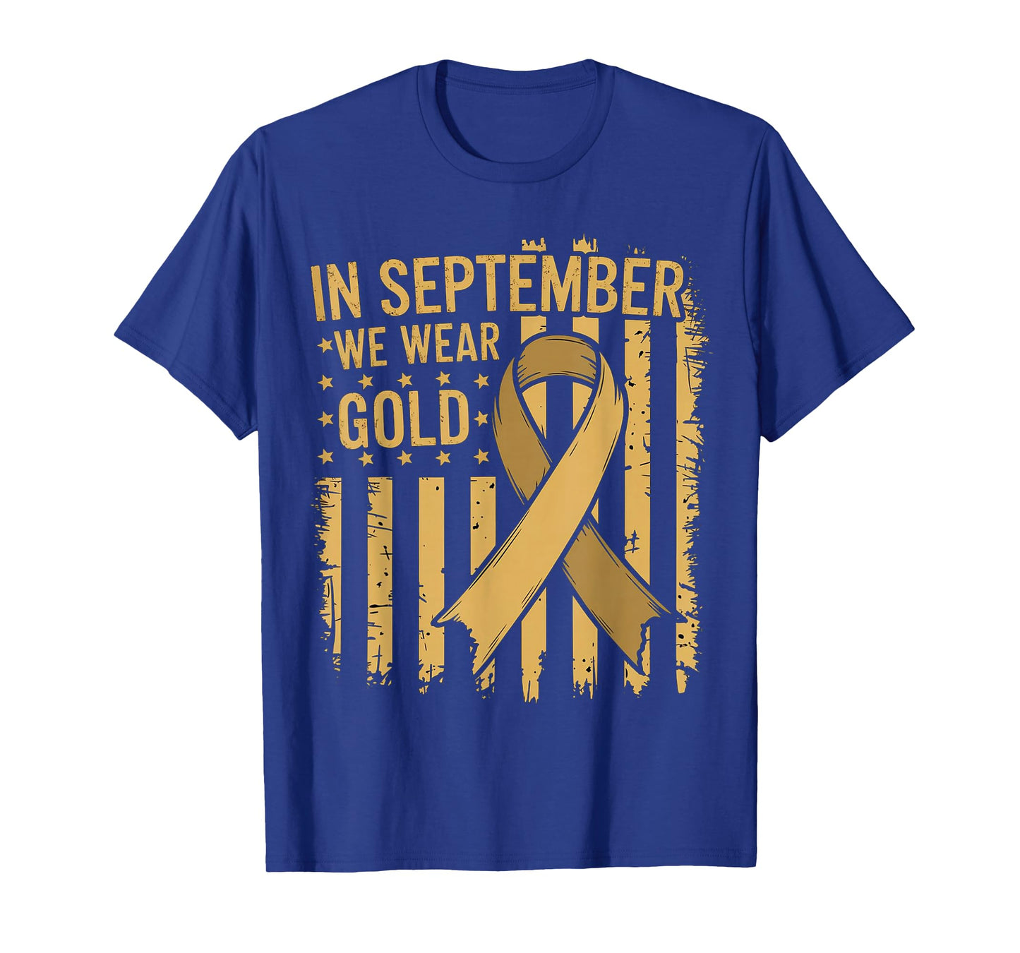 In September We Wear Gold Childhood Cancer Awareness US Flag T-Shirt