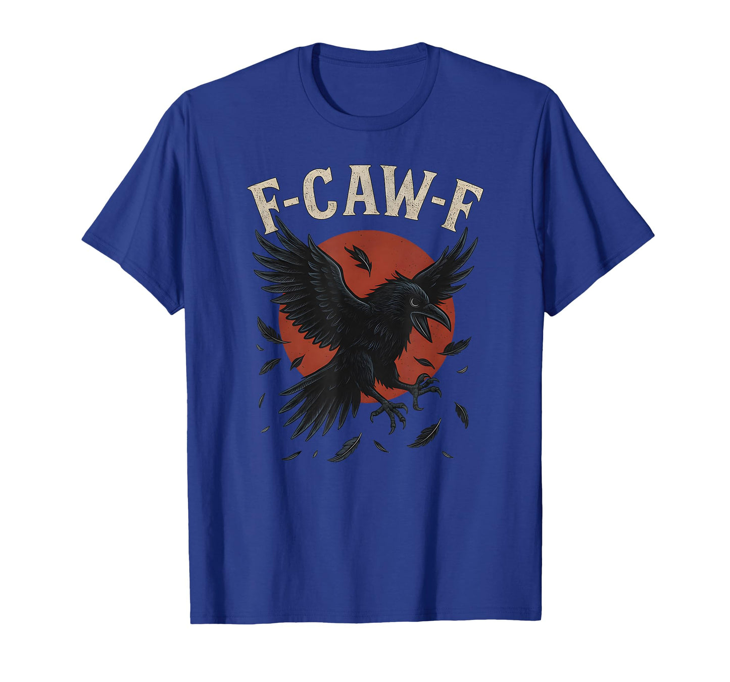 F-CAW-F Raven with Red Moon Dark Crow Gothic Feather Horror T-Shirt