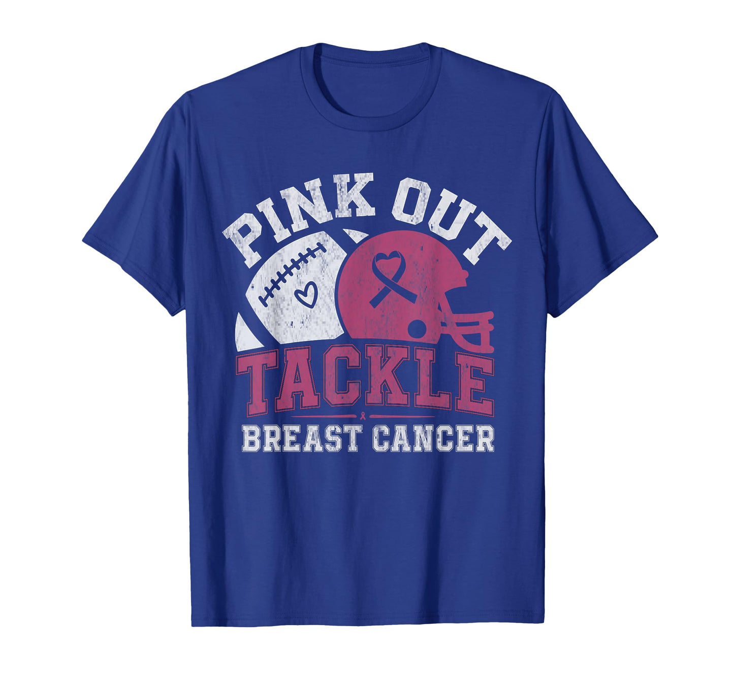 Pink Out Tackle Football Breast Cancer Awareness Men Boys T-Shirt